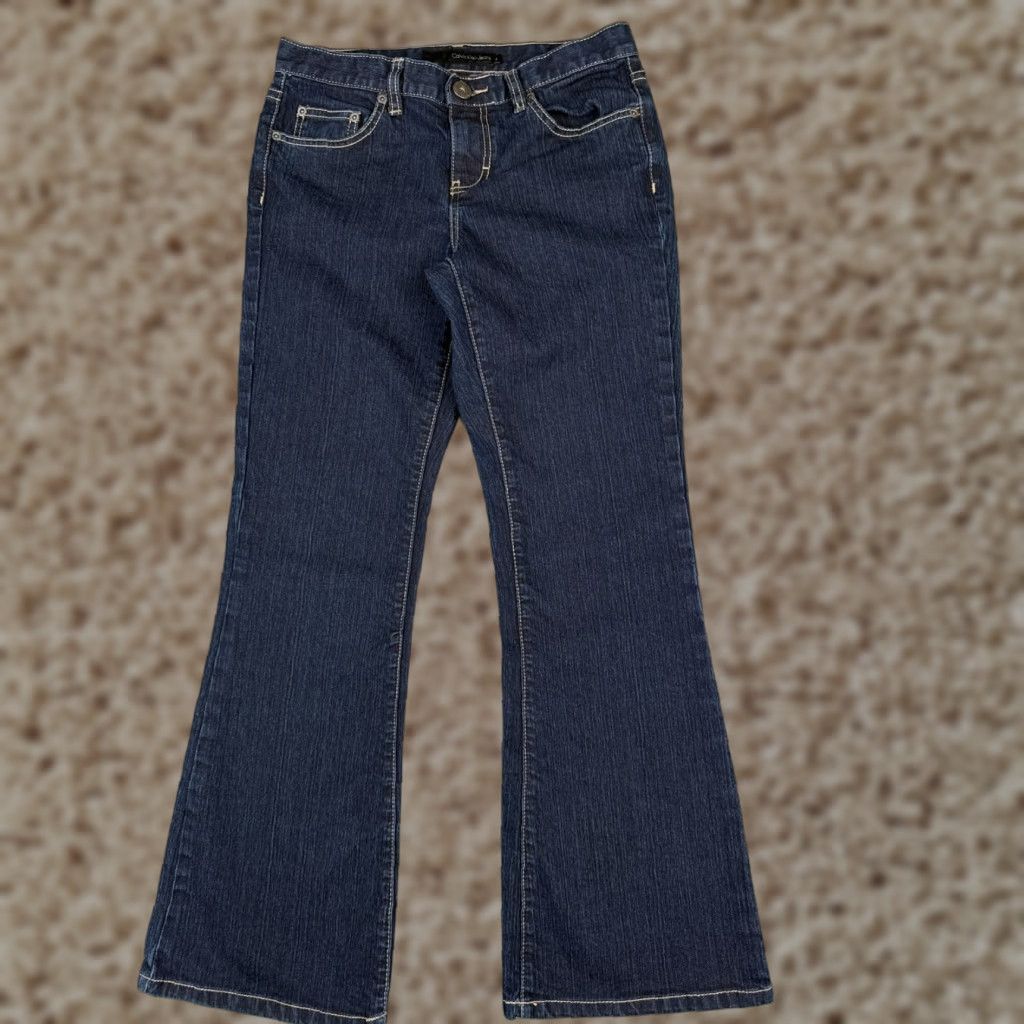 Calvin Klein VINTAGE Calvin Klein Jeans Women 28x28 Denim Flared Dark Blue Cotton Low Rise 28 Inseam 5-Pocket Womens Jeans Size 27" / US 4 / IT 40 - 1 Thumbnail
