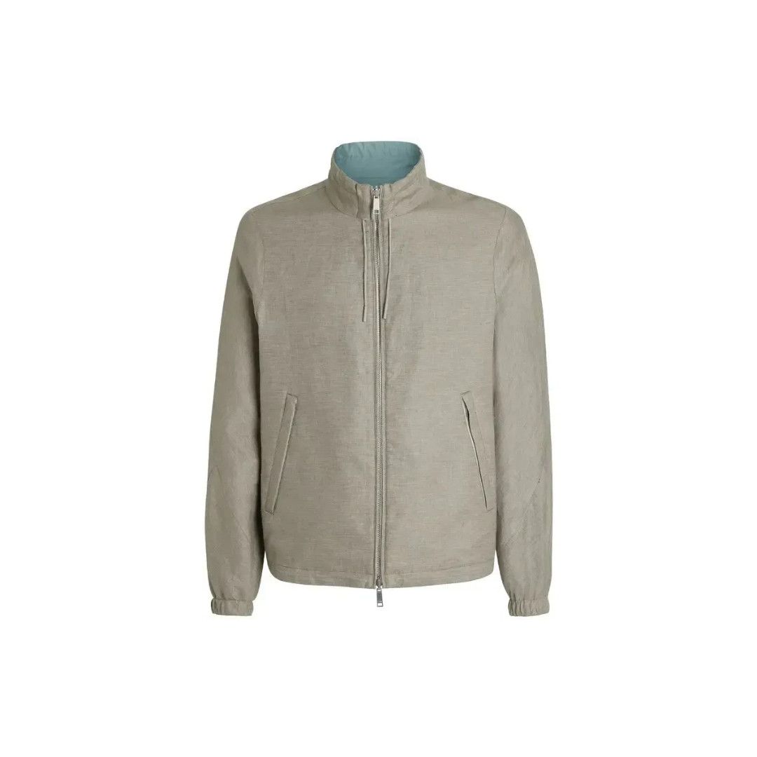 Ermenegildo Zegna o1s1rm0725 RUBT52A5 Pure Linen Blouson Jacket in Grey Size US M / EU 48-50 / 2 - 1 Thumbnail