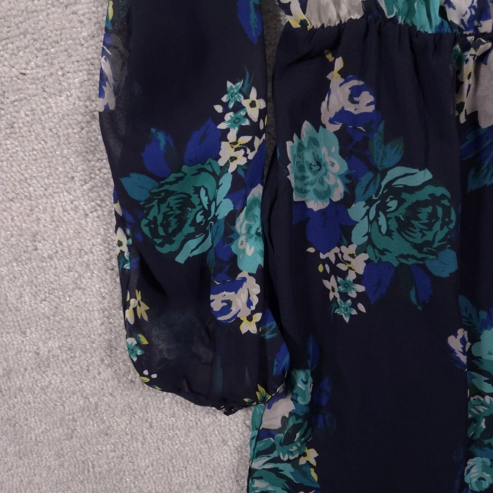 Old Navy VINTAGE Old Navy Dress Womens Small Petite Blue Floral Long Sleeve Lined Sundress Size S / US 4 / IT 40 - 4 Thumbnail