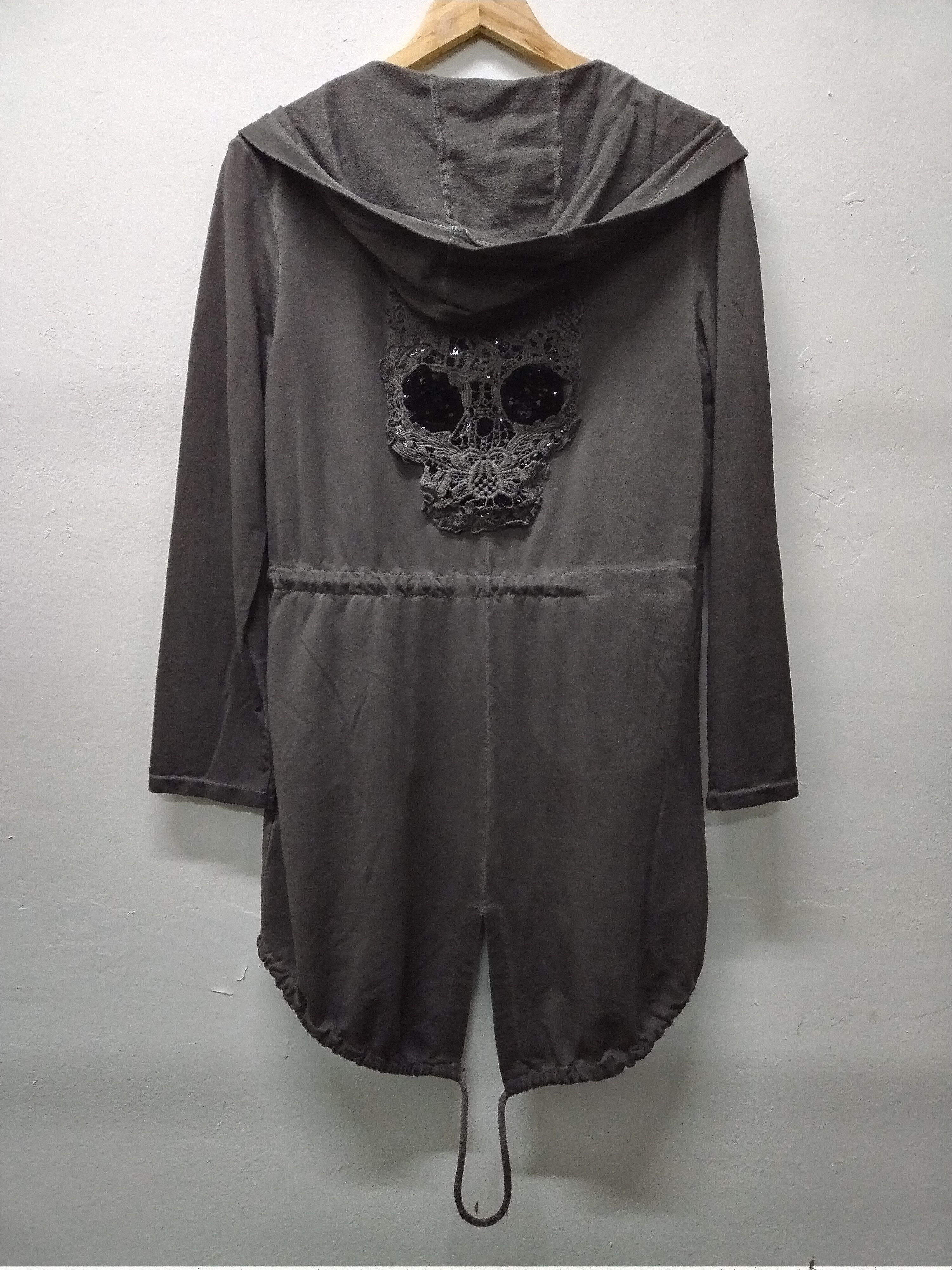 image of Seditionaries x Skulls crazy Cool Knitted Sequins Skulls Long Cardigan Hoodie in Gray/Pls See Pics,
