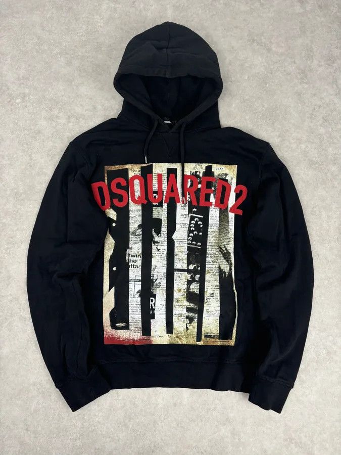 Dsquared2 SS2017 Dsquared2 Black Newspapers Logo Hoodie Size US L / EU 52-54 / 3 - 1 Thumbnail