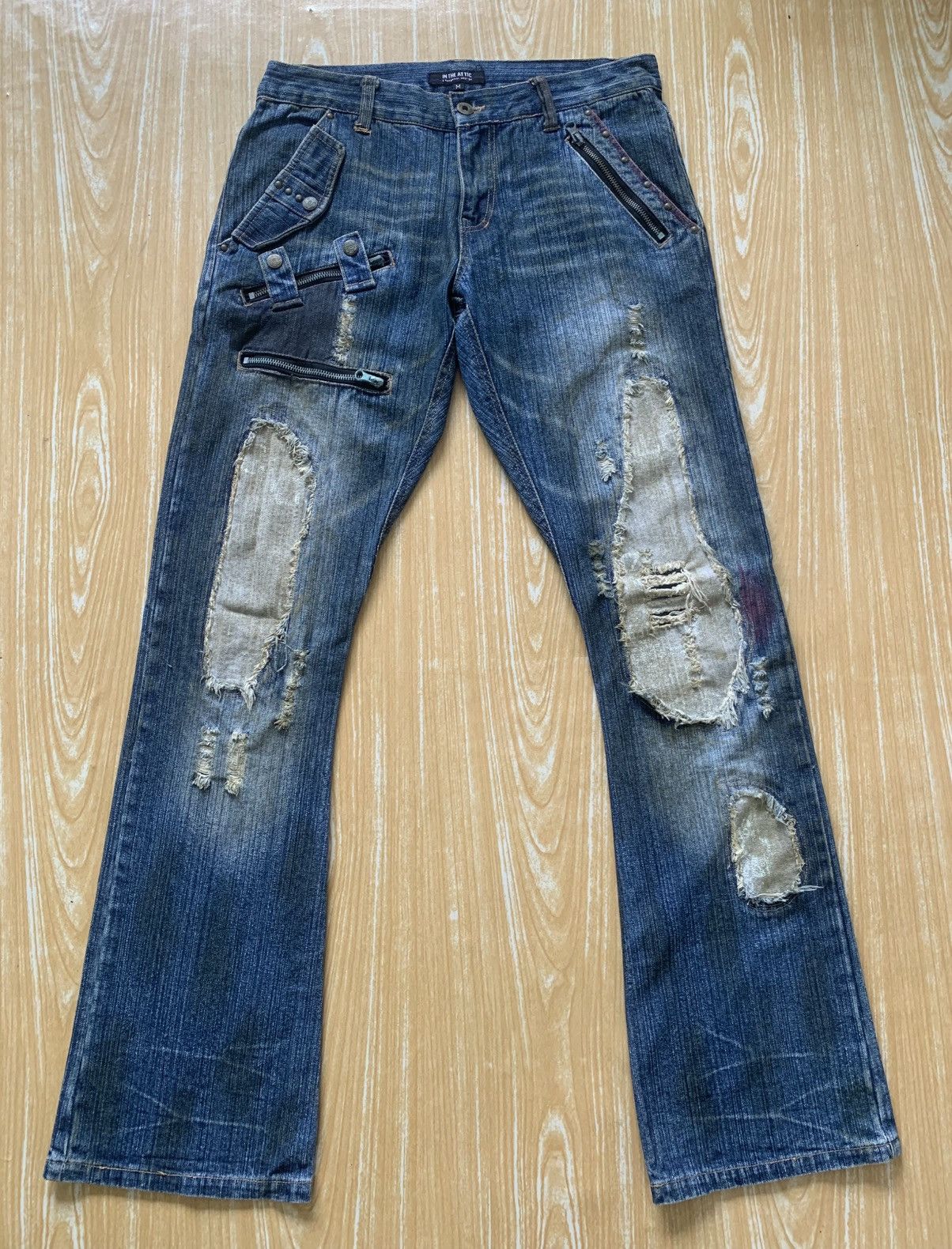 In The Attic Rare Distressed In The Attic Flare Denim Jeans Pants Size US 31 - 3 Thumbnail