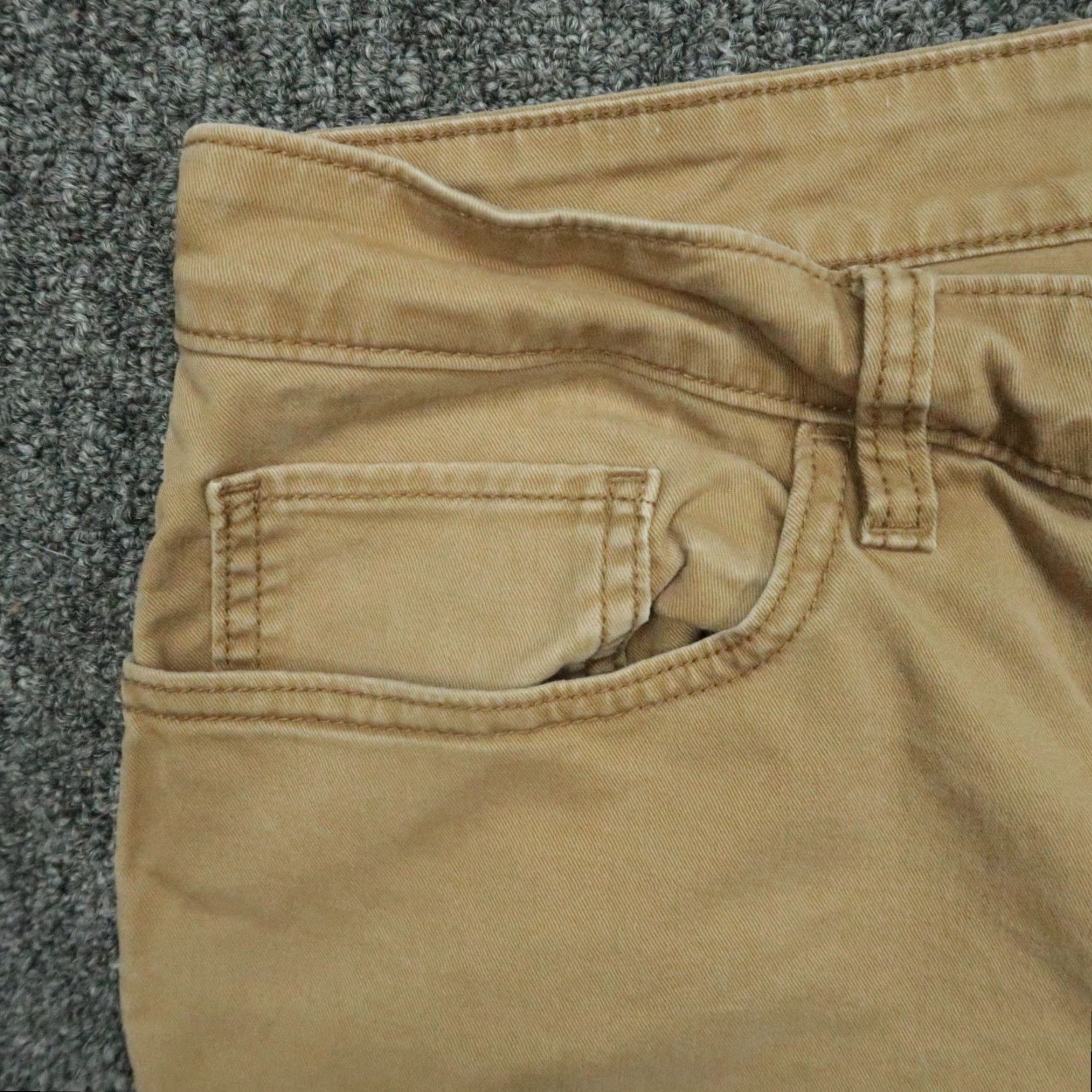 Vintage Flint & Tinder Pants Mens 36x26 Slim Fit Chino 5-Pocket Design Brown Tan Trousers Size US 36 / EU 52 - 3 Thumbnail