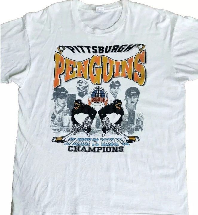 Fruit Of The Loom × Vintage Vintage Pittsburgh Penguins 1992 Champions Players t-shirt Size US XL / EU 56 / 4 - 4 Thumbnail