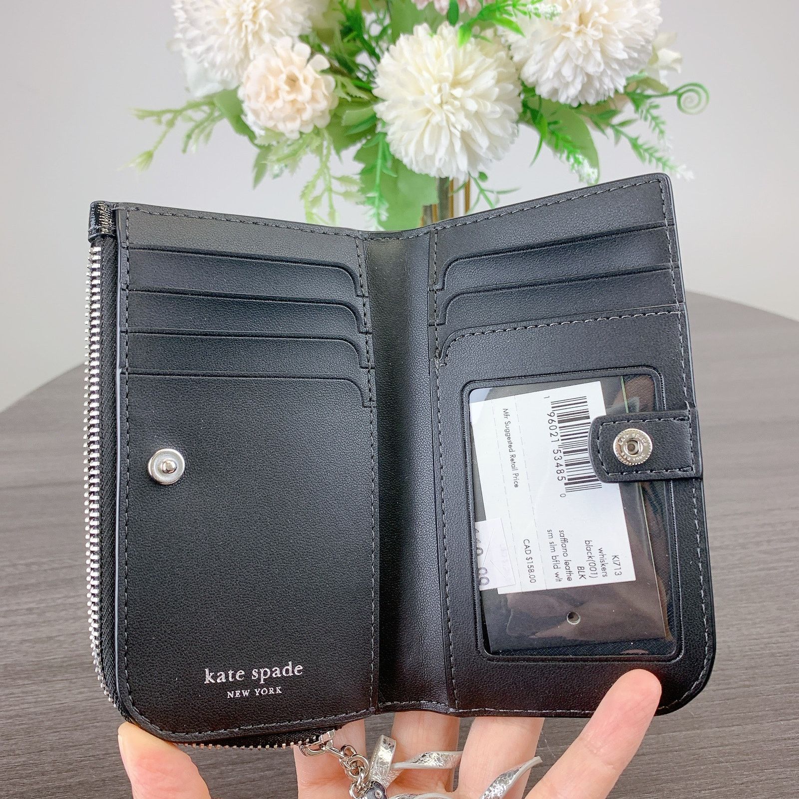 Kate Spade Kate Spade KI713 Whiskers Small Slim Bifold Wallet IN BLACK Size ONE SIZE - 5 Thumbnail
