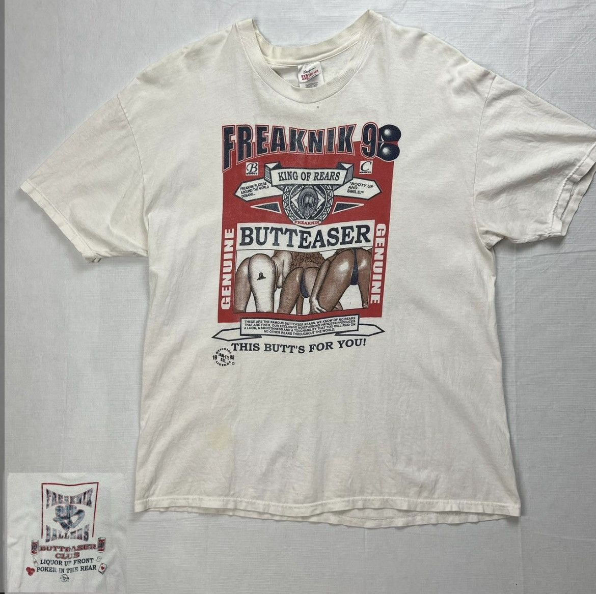 Rap Tees × Vintage 1998 Freaknik Butteaser White T Shirt size XL Size US XL / EU 56 / 4 - 1 Thumbnail
