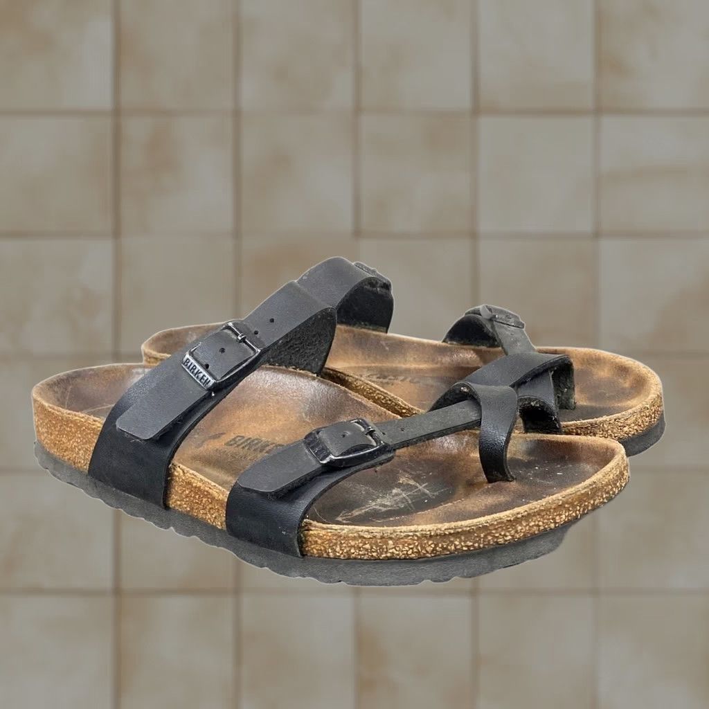 Birkenstock Birkenstock Mayari Sandals Slides Women's 38 Black 7-7.5 Womens Leather Strappy Size US 7 / IT 37 - 1 Thumbnail