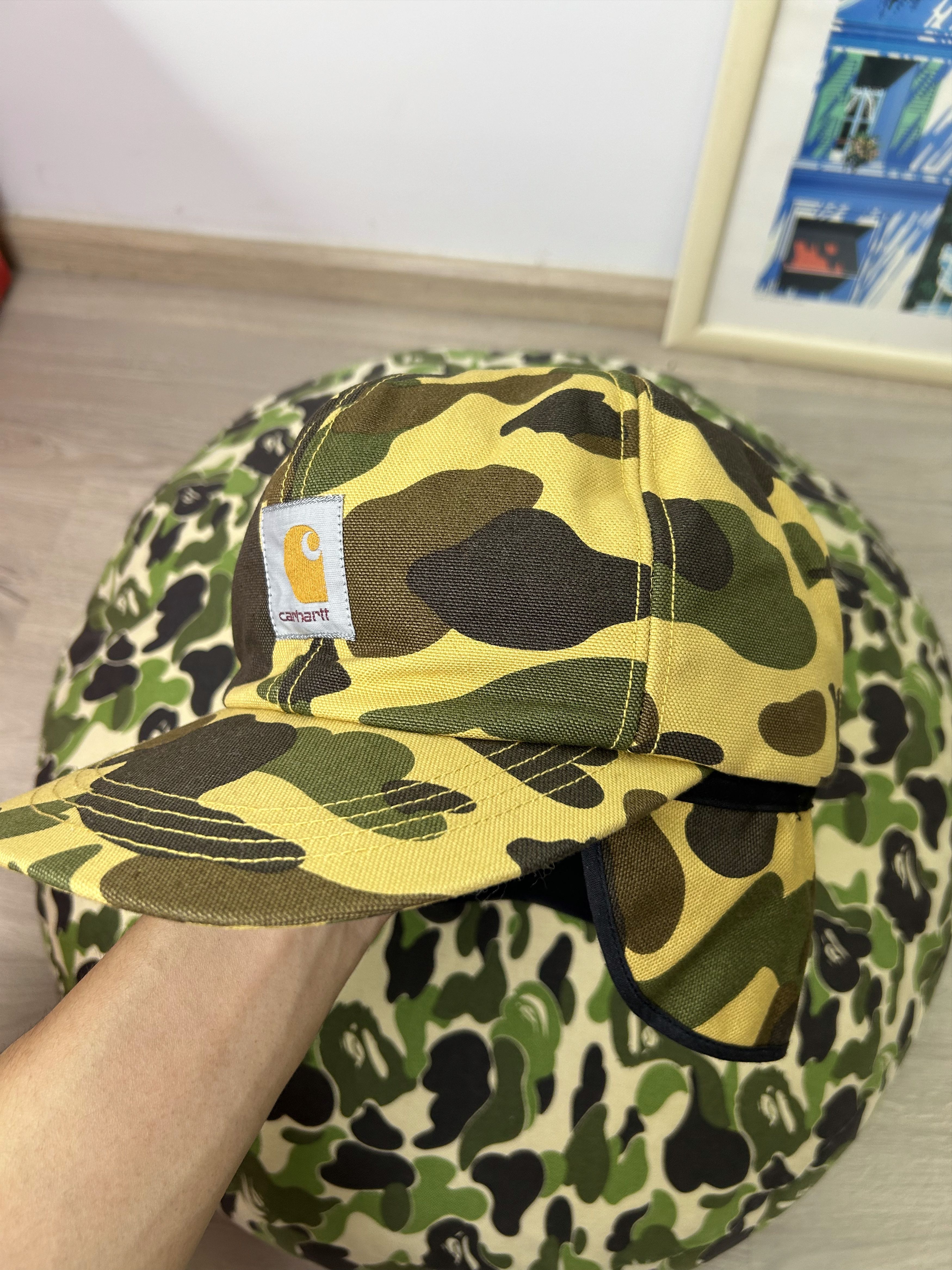 Bape BAPE x CARHARTT 1st Camo Canvas Earflap Hat (Yellow)[Size M] Size ONE SIZE - 5 Thumbnail