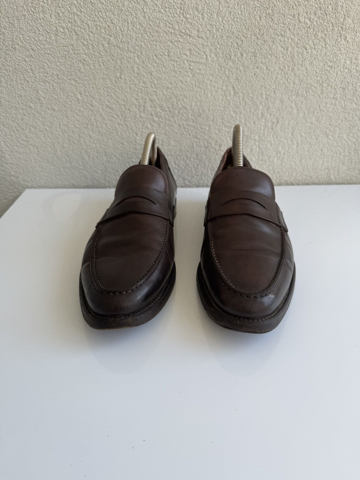 Vintage Brown Leather Penny Loafers Classic Slip On Italy Size US 9 / EU 42 - 2 Thumbnail
