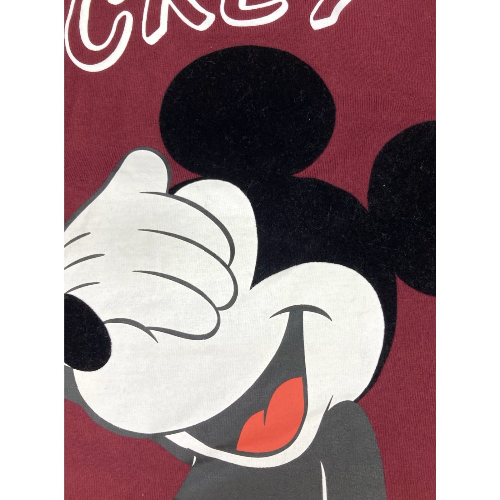 H&M VINTAGE H&M Disney Mickey Mouse Crop Graphic T-Shirt Women Large Maroon Red Size L / US 10 / IT 46 - 2 Thumbnail