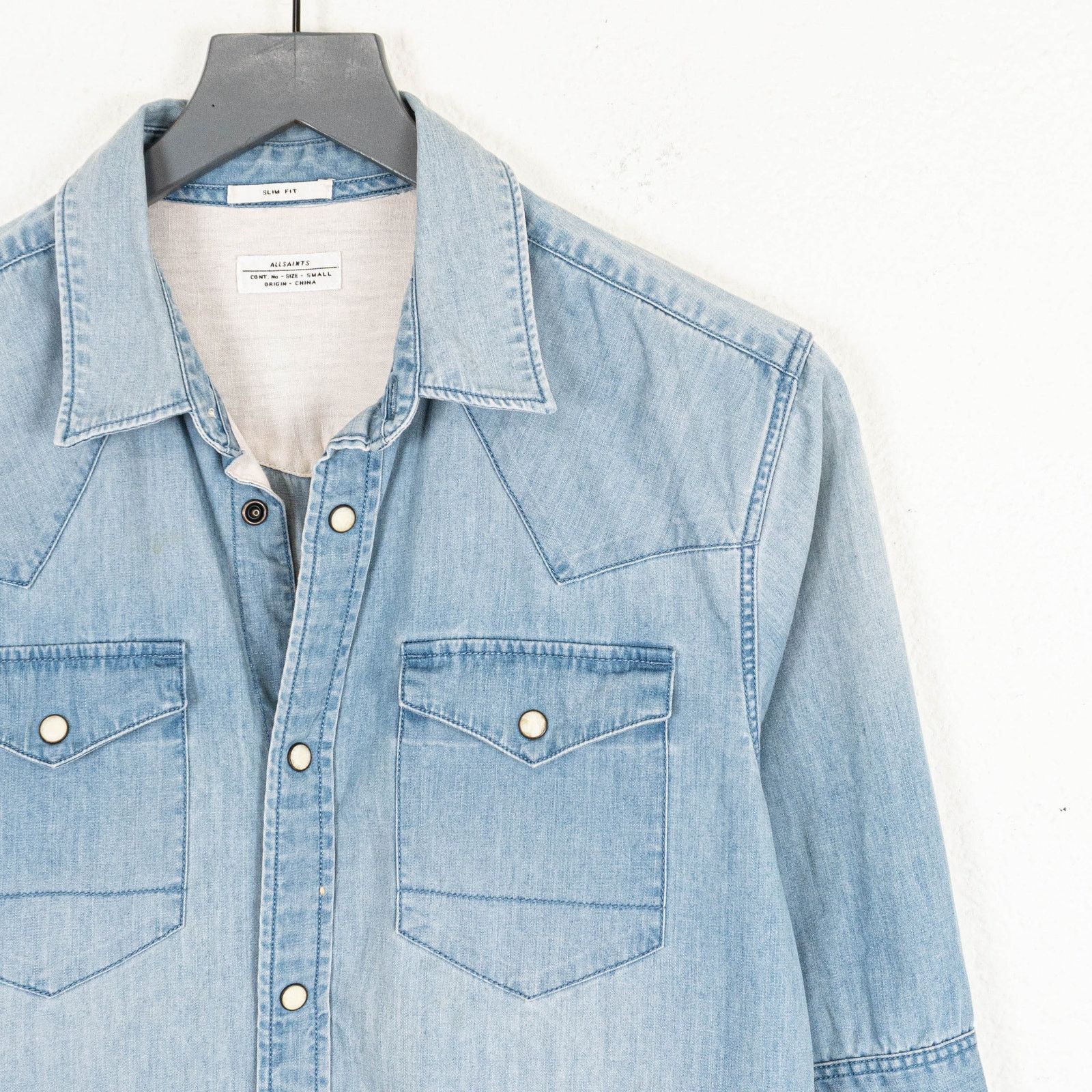 Allsaints All Saints Maryland Half Sleeve Shirt denim blue Slim S Size US S / EU 44-46 / 1 - 6 Thumbnail