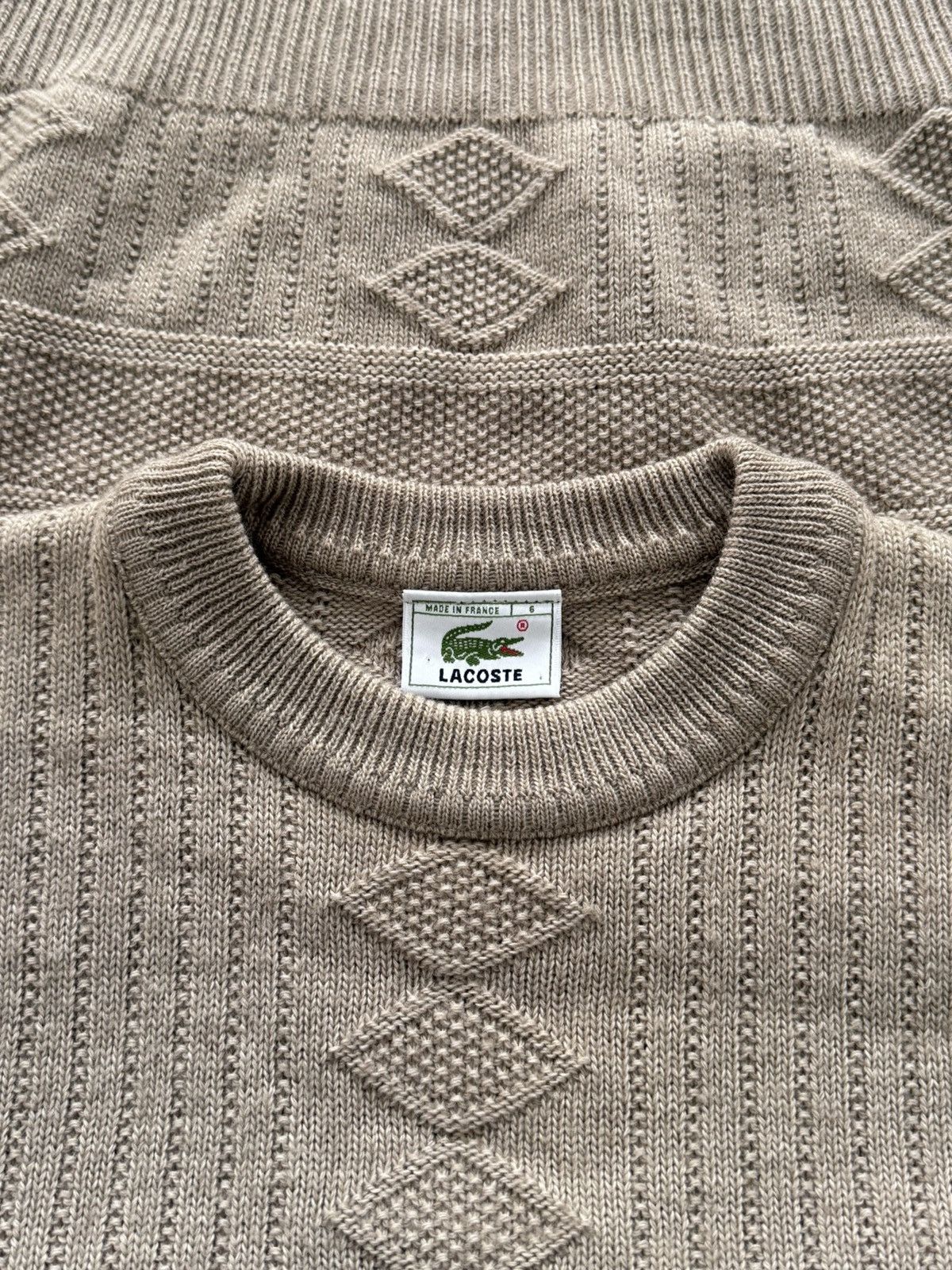 Lacoste Vintage 90s Lacoste Brown 3D Knit Sweater Size US L / EU 52-54 / 3 - 3 Thumbnail