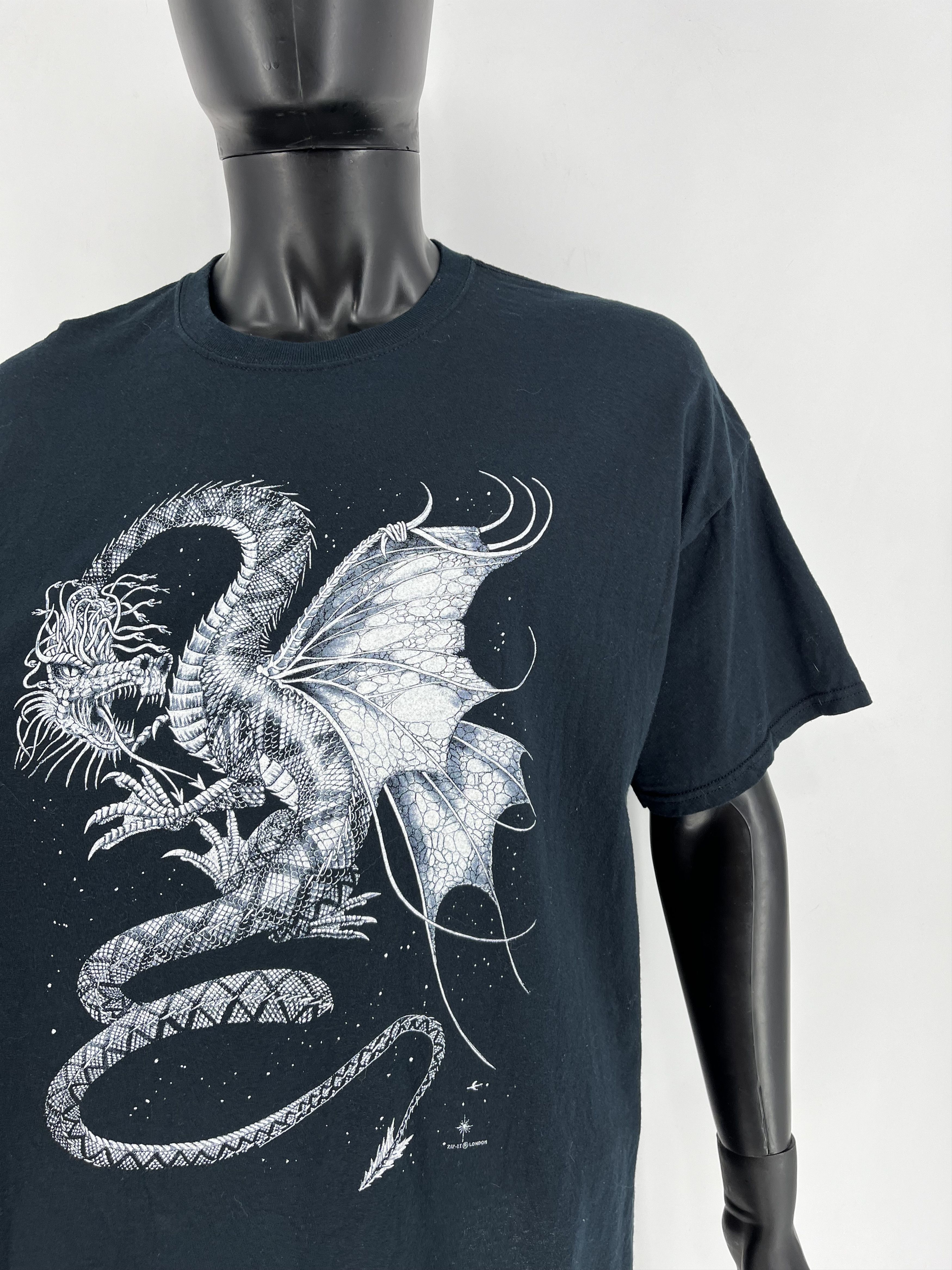 Vintage Vintage Y2k Washed AvantGarde Tribal Tee Dragon Streetwear Size US XXL / EU 58 / 5 - 7 Thumbnail