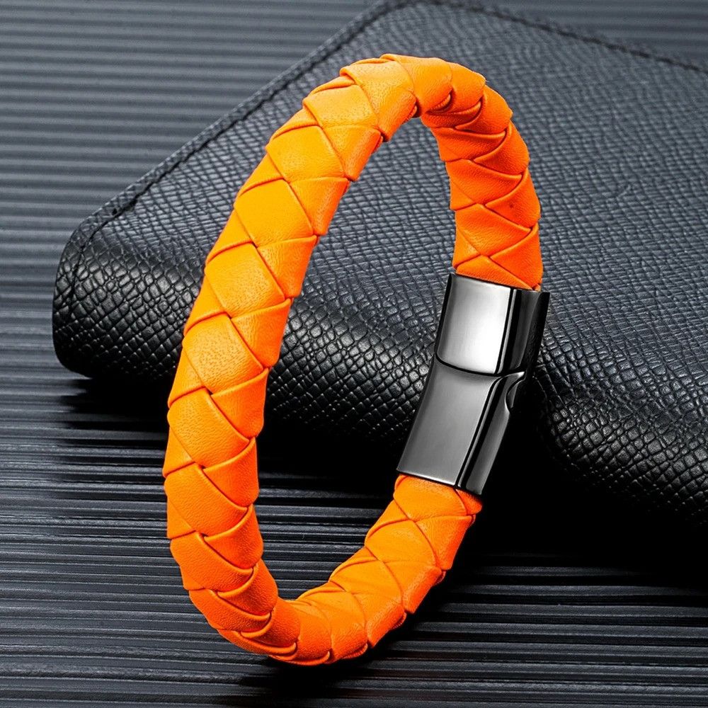Other Braided Leather Bracelet Magnetic Buckle Cuff Gift For Him Size ONE SIZE - 3 Thumbnail