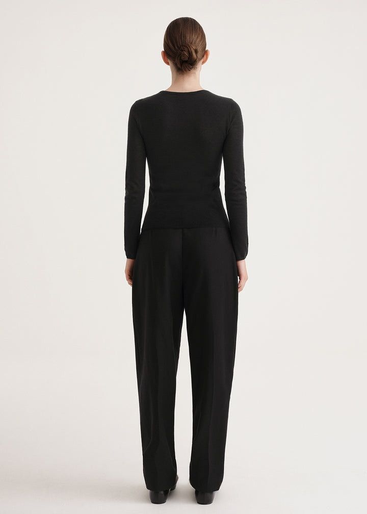 Toteme o1mle0525 Thin Cashmere T-Shirt in Black Size XXS / US 00 / IT 34 - 3 Thumbnail