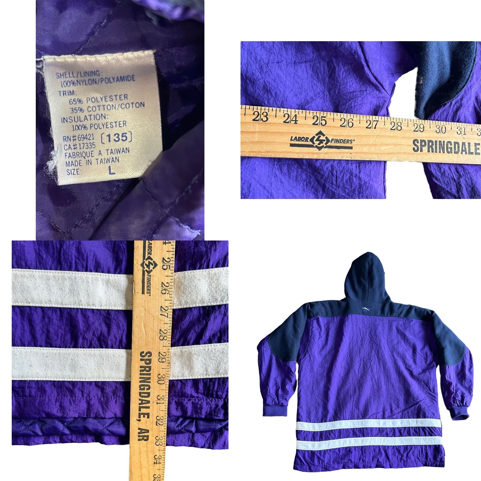 Reebok Reebok Men's Vintage Purple 1/2 Zip Hooded Windbreaker Puffy Jacket Large Y2K Size US L / EU 52-54 / 3 - 8 Thumbnail