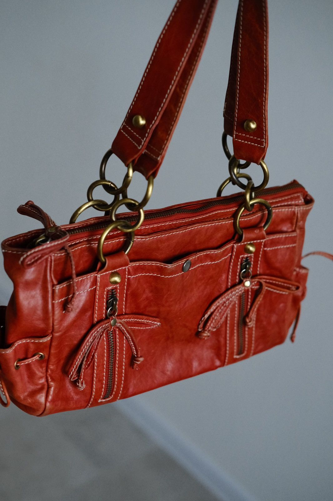 Vintage Red leather y2k grunge bag Size ONE SIZE - 8 Thumbnail