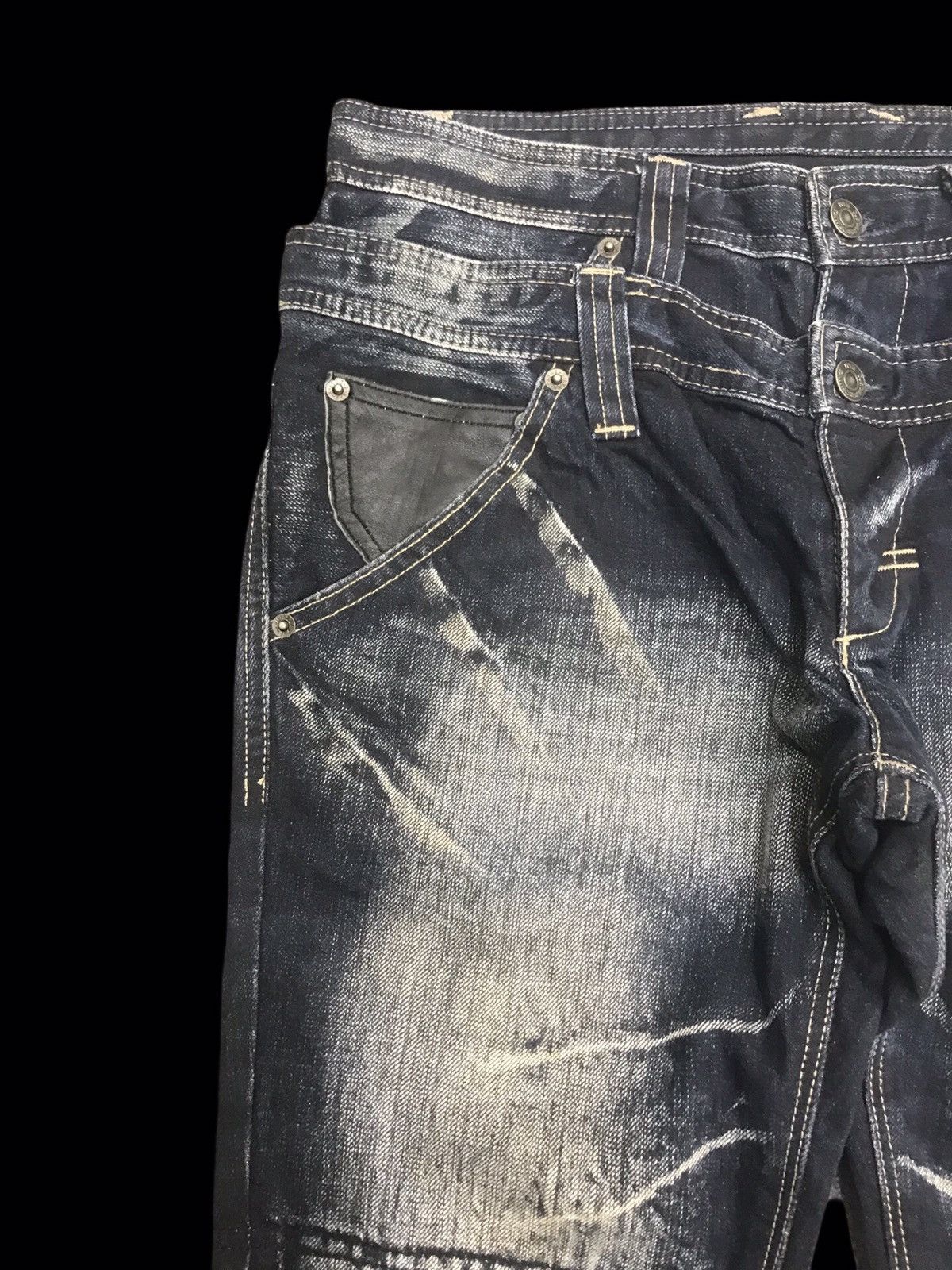 Japanese Brand PPFM Japan Double Waist Rare Fades Streetwear Denim F297 Size US 31 - 4 Thumbnail