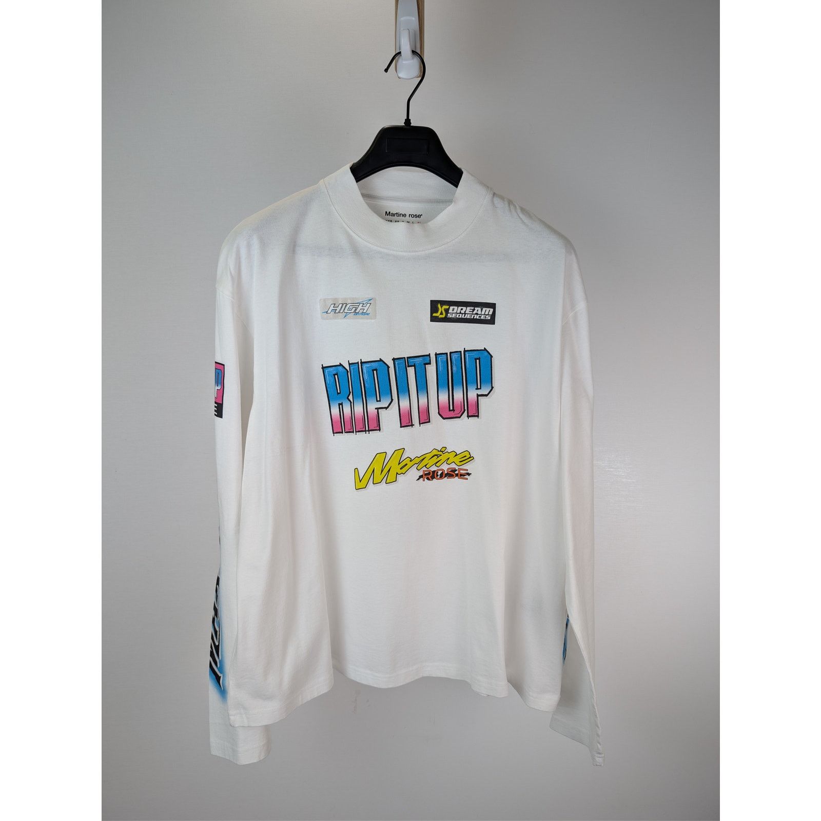 Martine Rose o1rshd1 Funnel Neck Long-Sleeve T-Shirt in White Size US XL / EU 56 / 4 - 1 Thumbnail
