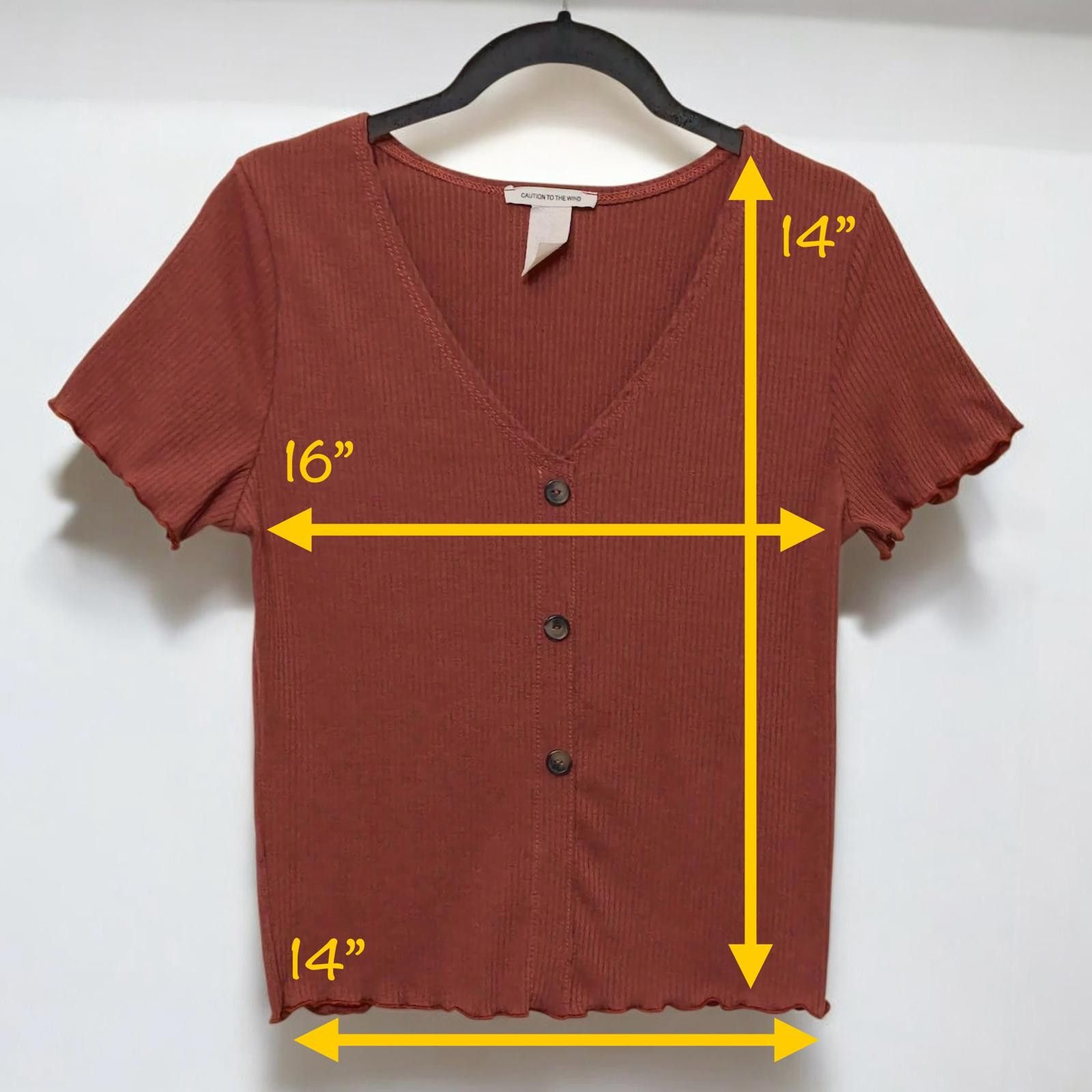 Designer Caution to the Wind Ribbed Button-Up Top Size XS / US 0-2 / IT 36-38 - 3 Thumbnail