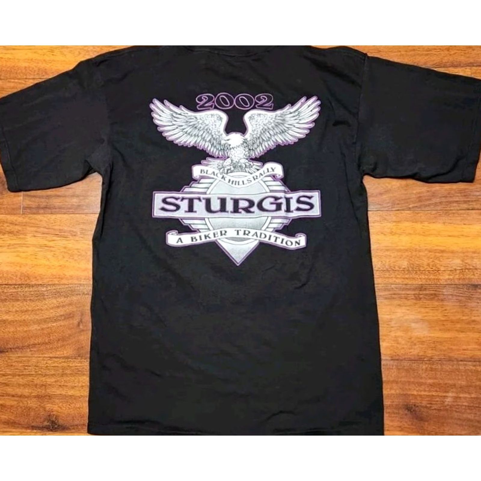 Vintage VINTAGE All Sport 2002 Sturgis SD T Shirt Mens L 62nd Annual Black Hills Rally Eagle Graphic Tee Black Shirt Mens L Size US L / EU 52-54 / 3 - 4 Thumbnail