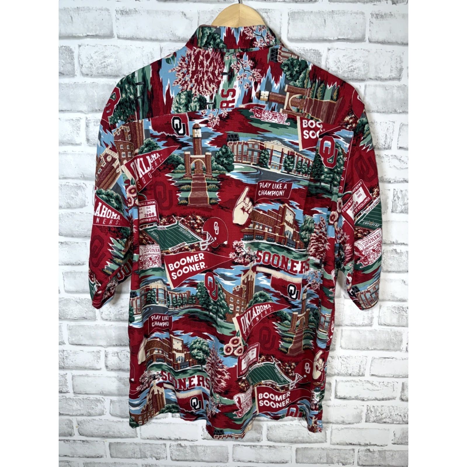 Reyn Spooner VTG Reyn Spooner Hawaiian Camp Shirt OU Football Sooners 100% Rayon M Multicolor Button-Up Short Sleeve Men Size US M / EU 48-50 / 2 - 7 Thumbnail