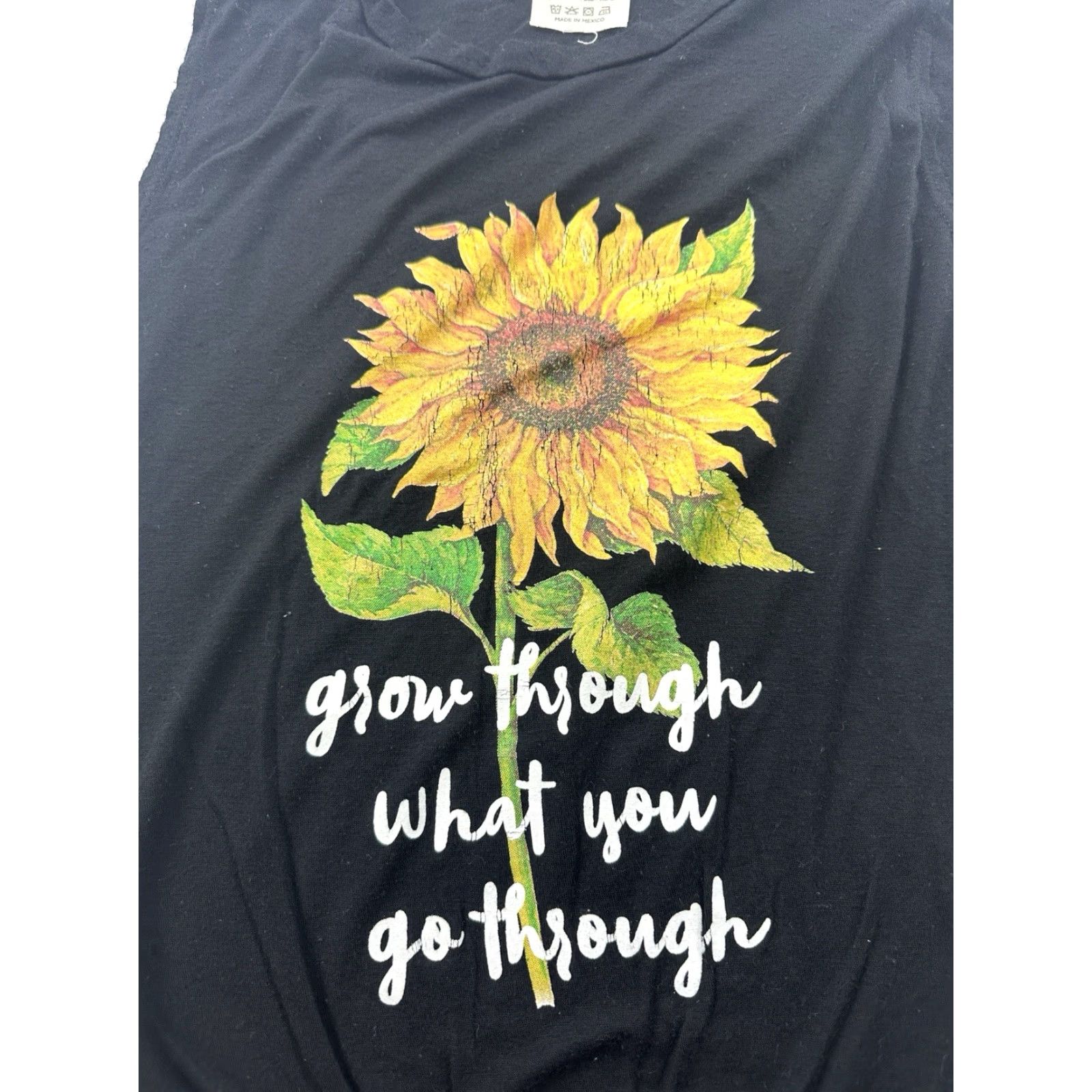 Vintage Dirtee Laundry Shirt Womens XS Black Tie Front Sunflower Graphic Sleeveless T-Shirt Regular All Seasons Lightweight Casual Womens Size XS / US 0-2 / IT 36-38 - 3 Thumbnail