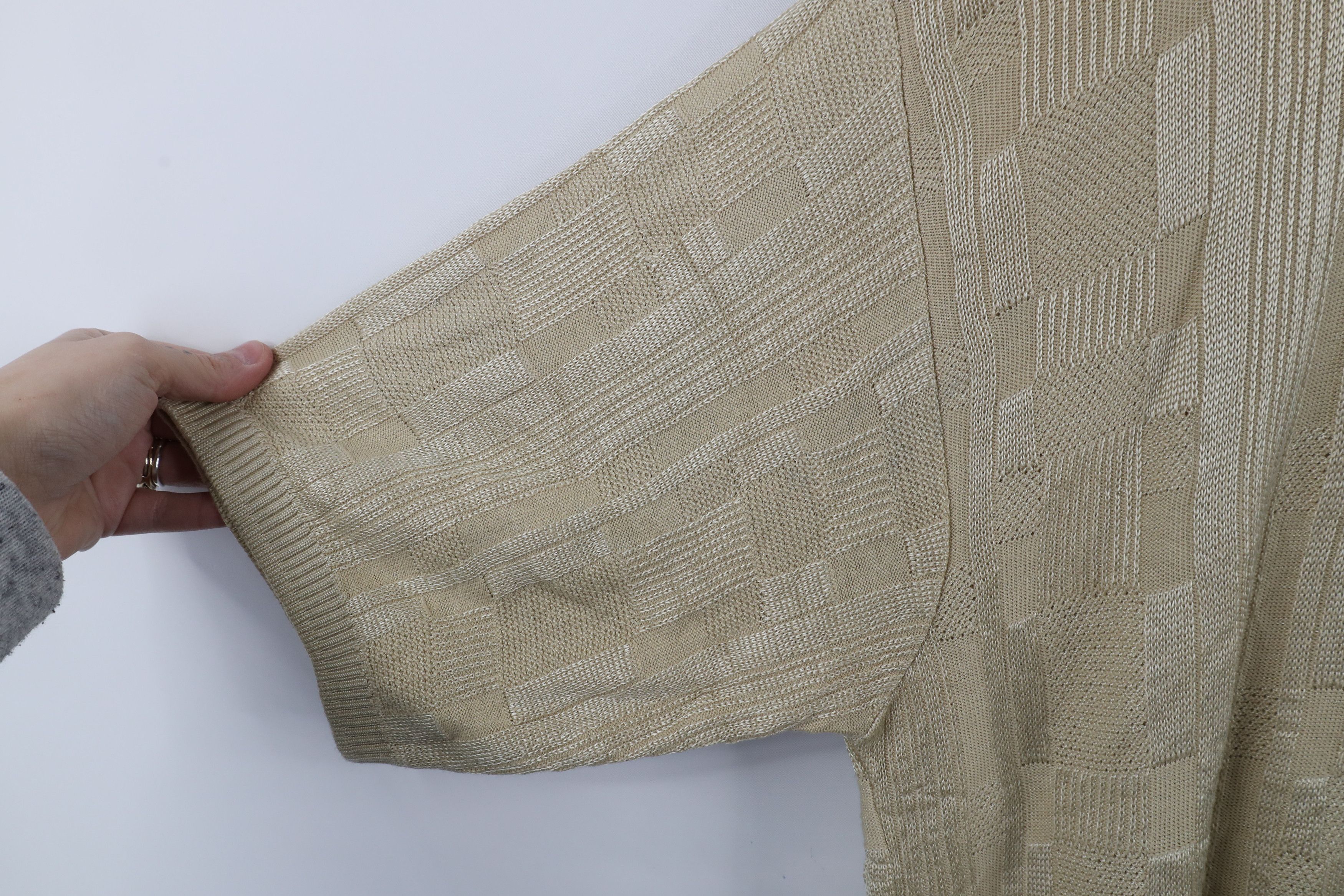 Vintage Vintage 90s Coogi Style Striped Knit T-Shirt Beige USA Size US XXL / EU 58 / 5 - 5 Thumbnail