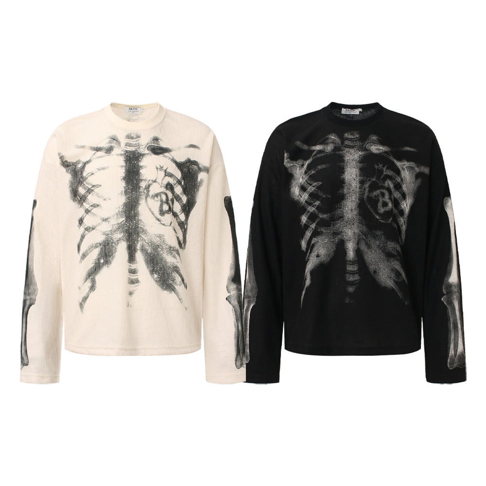 Japanese Brand Black Skeleton Print Long Sleeve Shirt, Graphic Tee Size US M / EU 48-50 / 2 - 3 Thumbnail