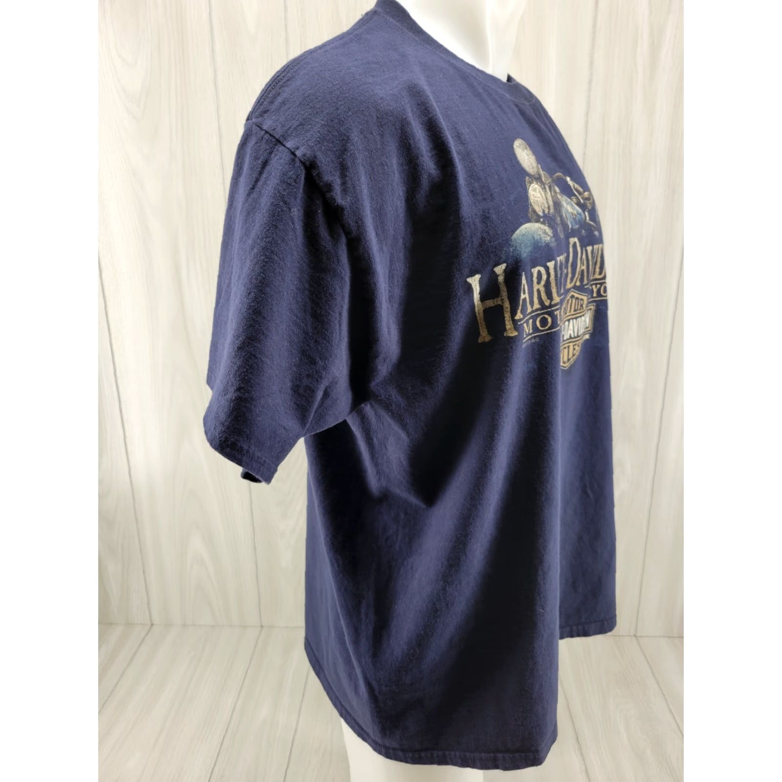 Harley Davidson Harley-Davidson T Shirt Harley-Davidson House Of Thunder Mens XL Crew Neck Short Sleeve Blue 90s Motorcycle Biker Graphic Print Size US XL / EU 56 / 4 - 4 Thumbnail