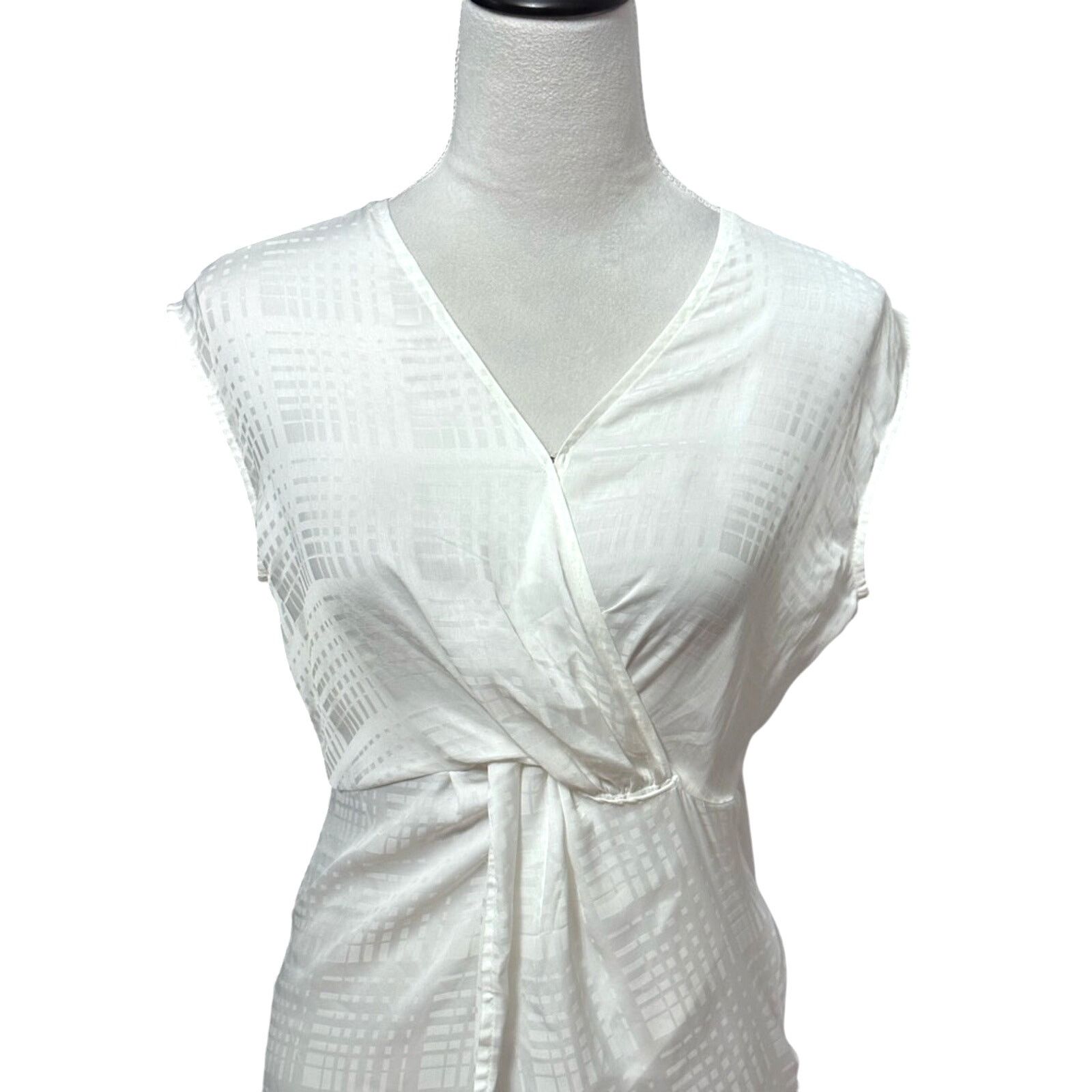 Other Halogen Blouse Check Surplice V-Neck Twisted Front White XS Size XS / US 0-2 / IT 36-38 - 3 Thumbnail