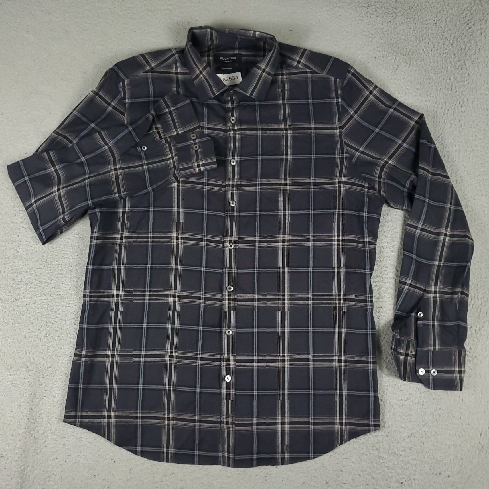 BUGATCHI Bugatchi Uomo Shirt Mens XL Gray Plaid Button-Up Long Sleeve Casual Business Formal Streetwear Mens XL Gray Plaid Button-Up Shirt Size US XL / EU 56 / 4 - 2 Thumbnail