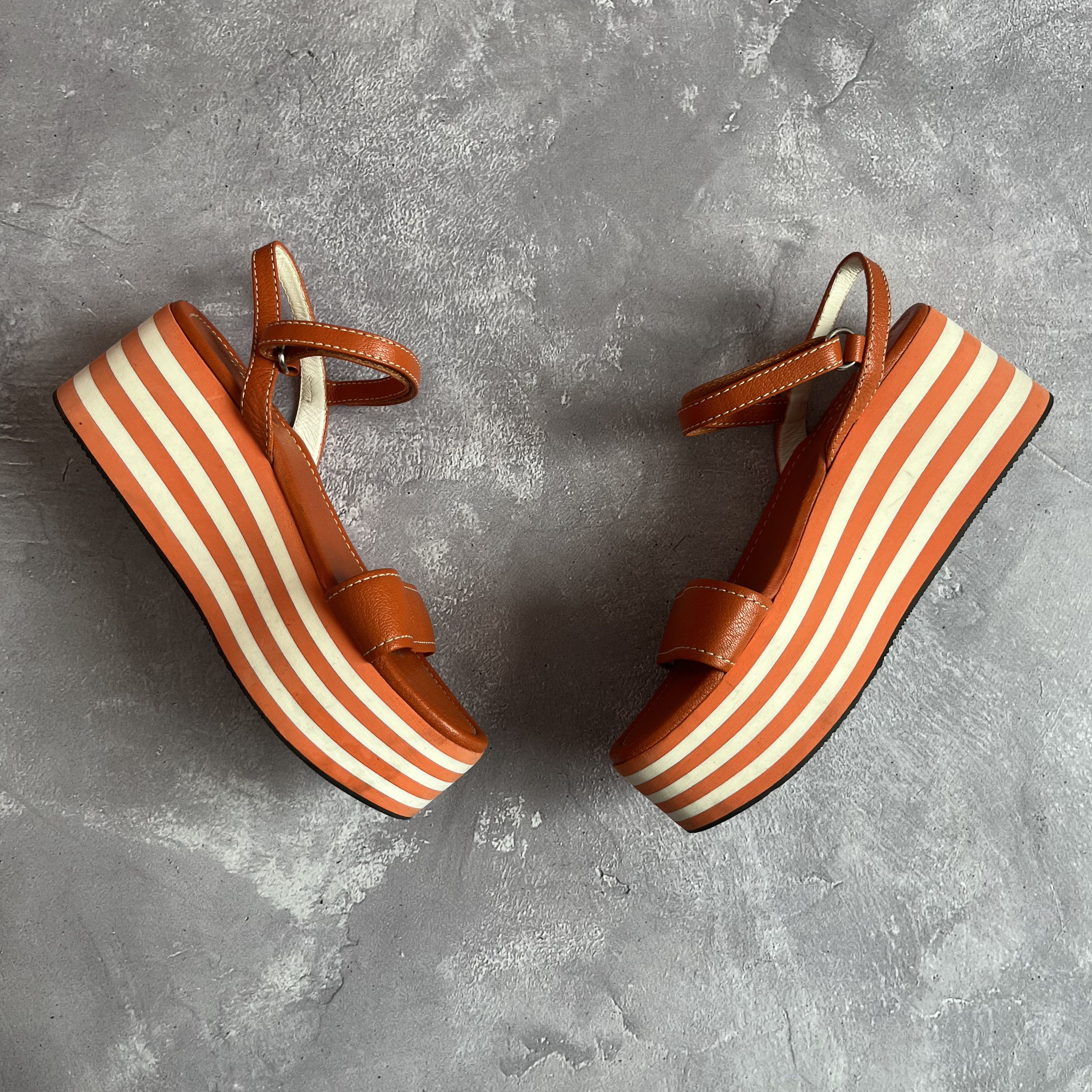 Prada Rare Prada Orange Platform Espadrille Sandals Size 37.5 Size US 7.5 / IT 37.5 - 3 Thumbnail