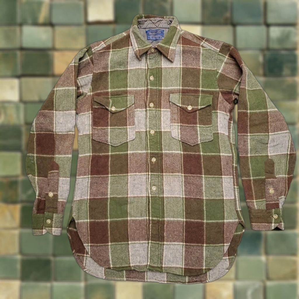 Pendleton VTG Pendleton Shirt Mens 15.5 Green Plaid 100% Wool Board Flap Pocket READ Shirt Mens 15.5 Green Plaid Wool Vintage Casual Men Size US L / EU 52-54 / 3 - 1 Thumbnail