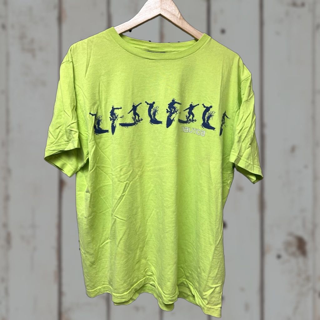 Nautica VINTAGE Nautica Shirt XL Green Surf Riders 1990s Short Sleeve Board Pinhole Mens Size US XL / EU 56 / 4 - 1 Thumbnail