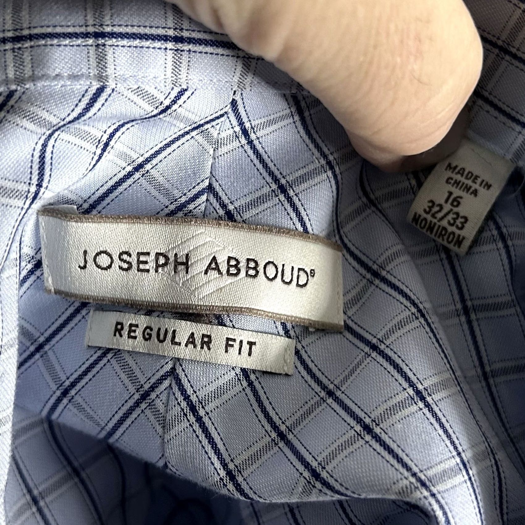 Joseph Abboud Joseph Abboud Dress Shirt Blue Plaid 100% Cotton Non-Iron Regular Fit 16 32/33 Male Shirts Size 42R - 3 Thumbnail