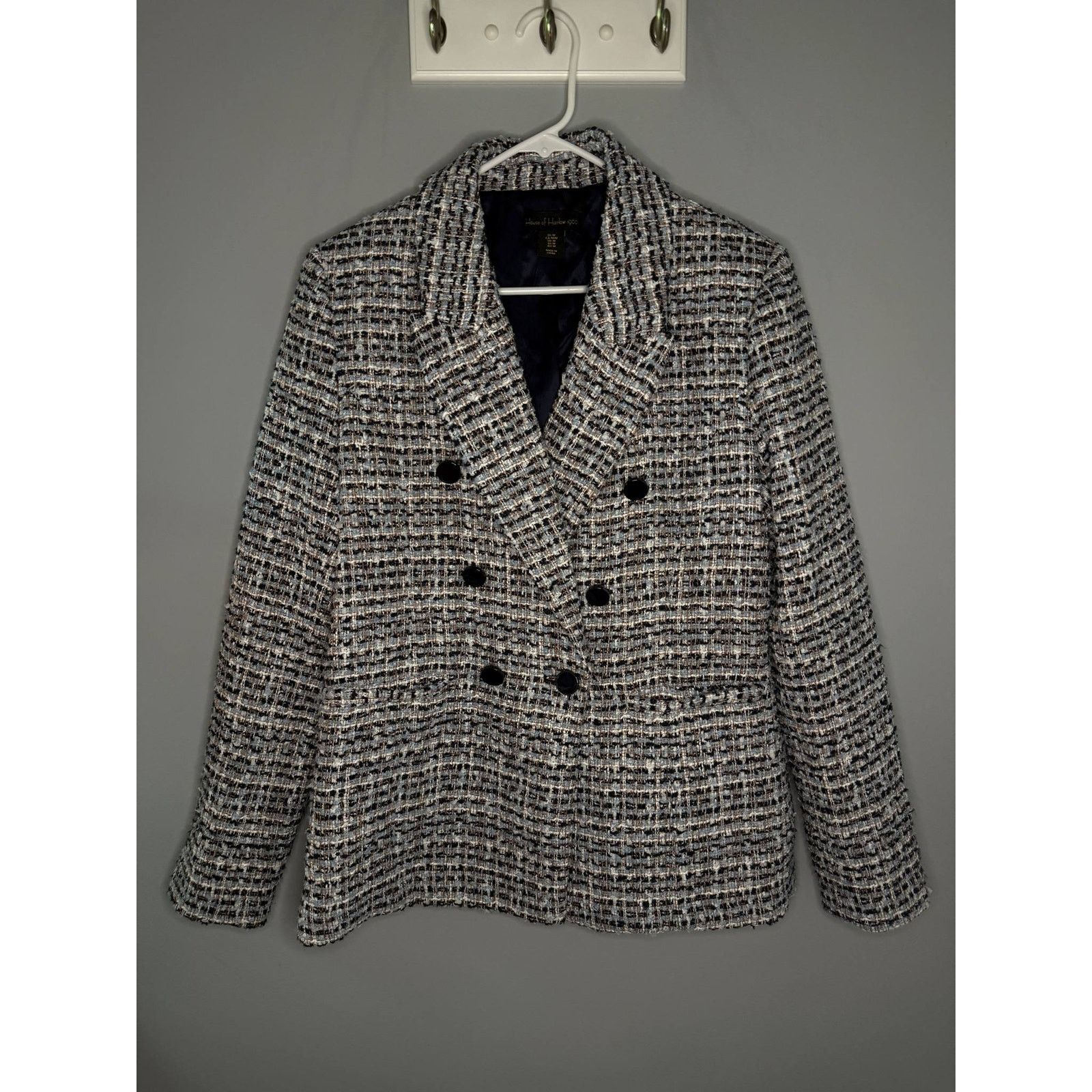 House of Harlow House of Harlow Double Breasted Tweed Blazer Navy/White M Size M / US 6-8 / IT 42-44 - 1 Thumbnail