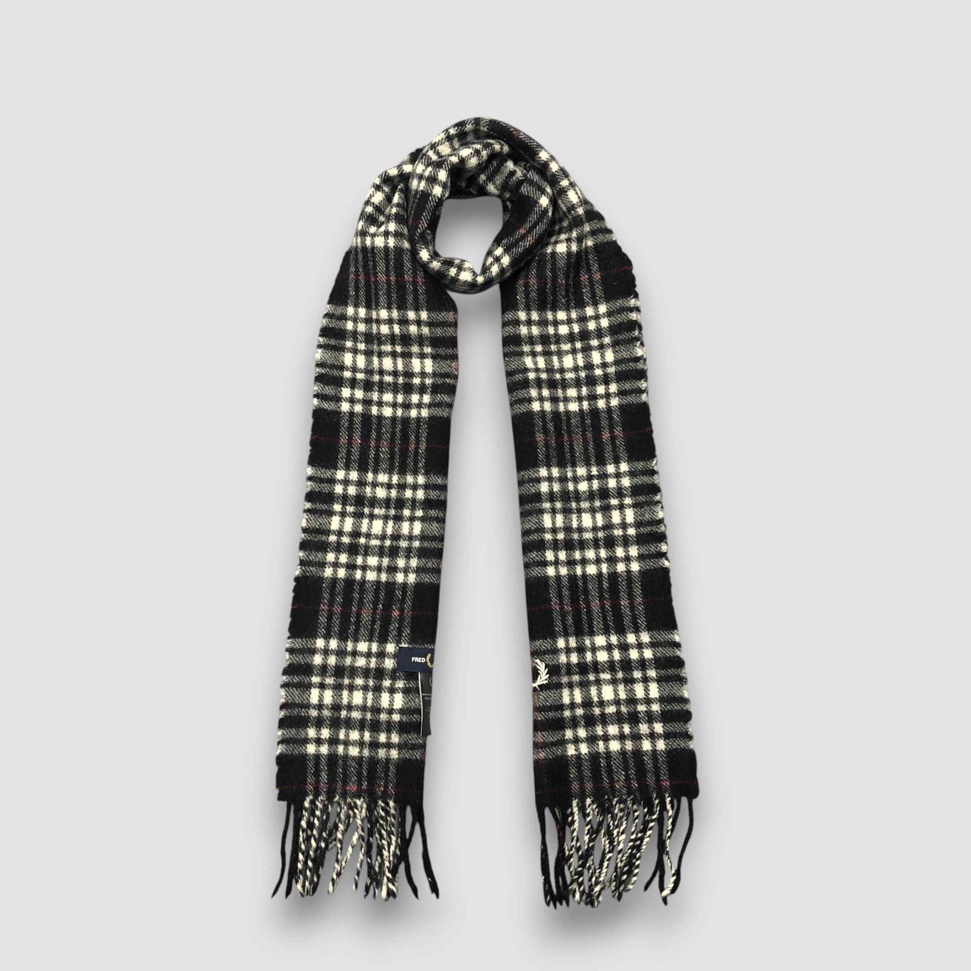 Fred Perry Vintage Fred Perry Scarf Muffler Wool Tartan Plaid Scarves Size ONE SIZE - 1 Thumbnail