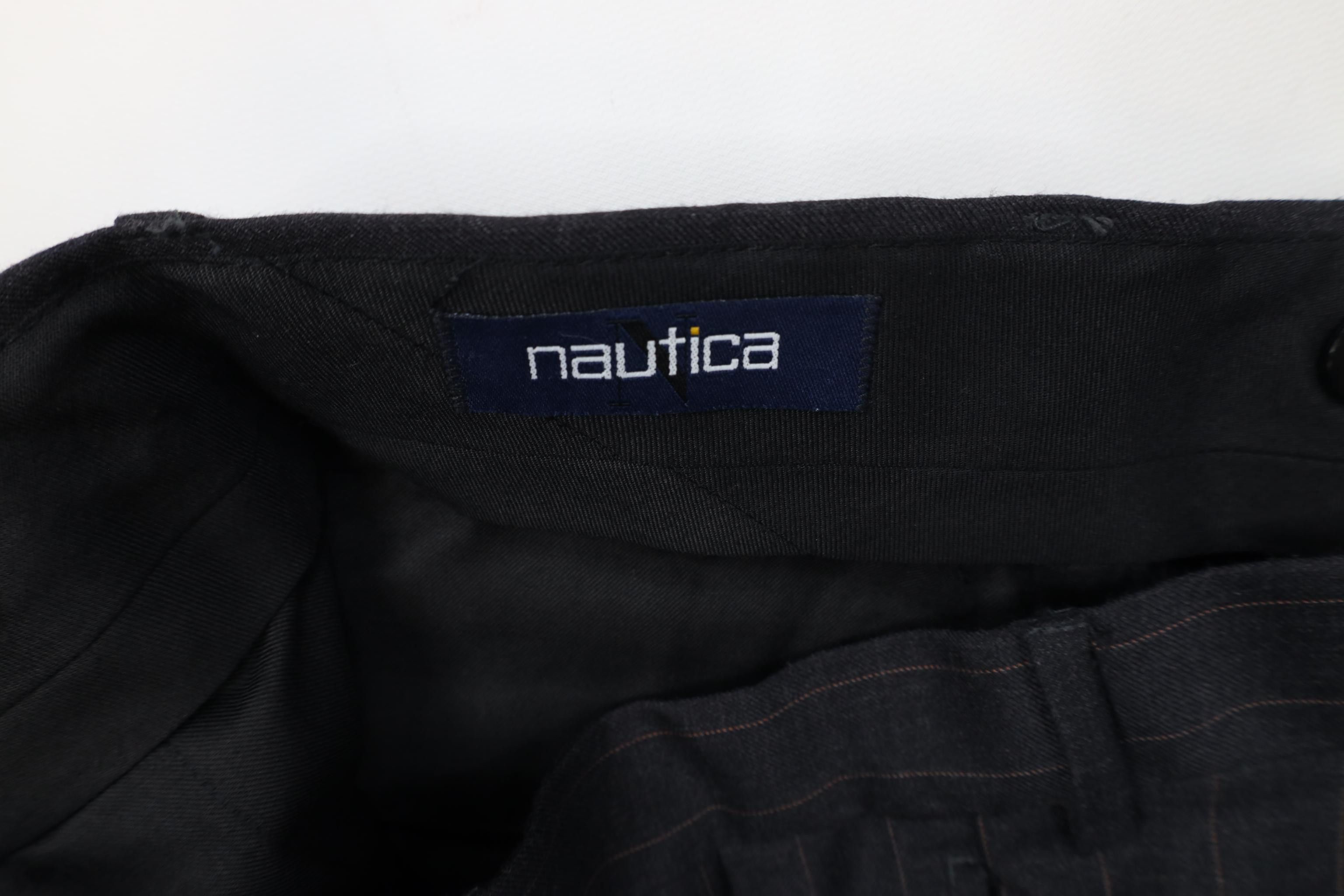 Nautica Vintage 90s Nautica Pinstriped Wide Leg Chino Pants Gray Size US 34 / EU 50 - 7 Thumbnail