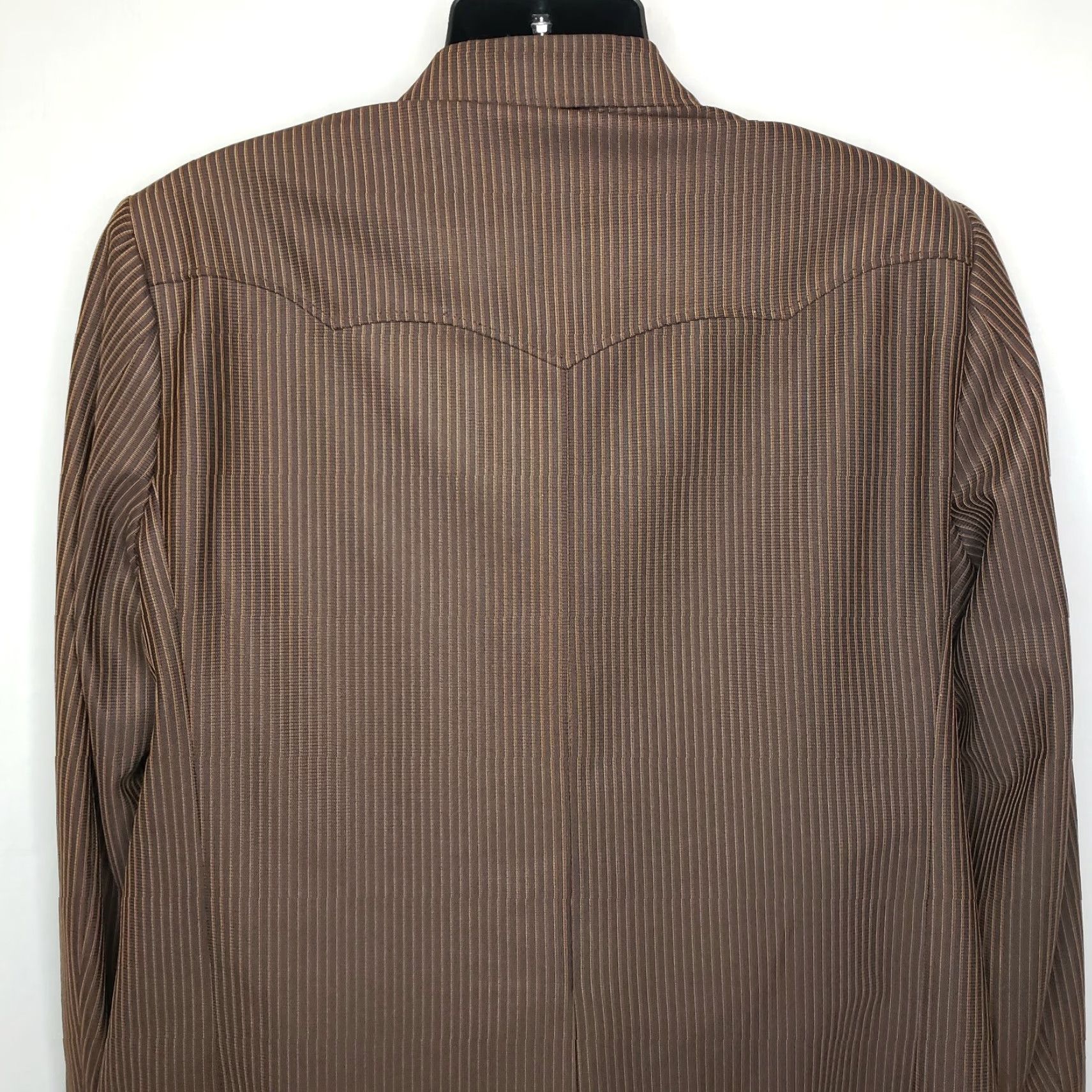 Vintage Ranchman Lasso Vintage Western Rockabilly Suit Jacket 46L Striped Men Regular Brown Long Jacket Mens 46L Vintage Western Suit Coat Size 46R - 5 Thumbnail