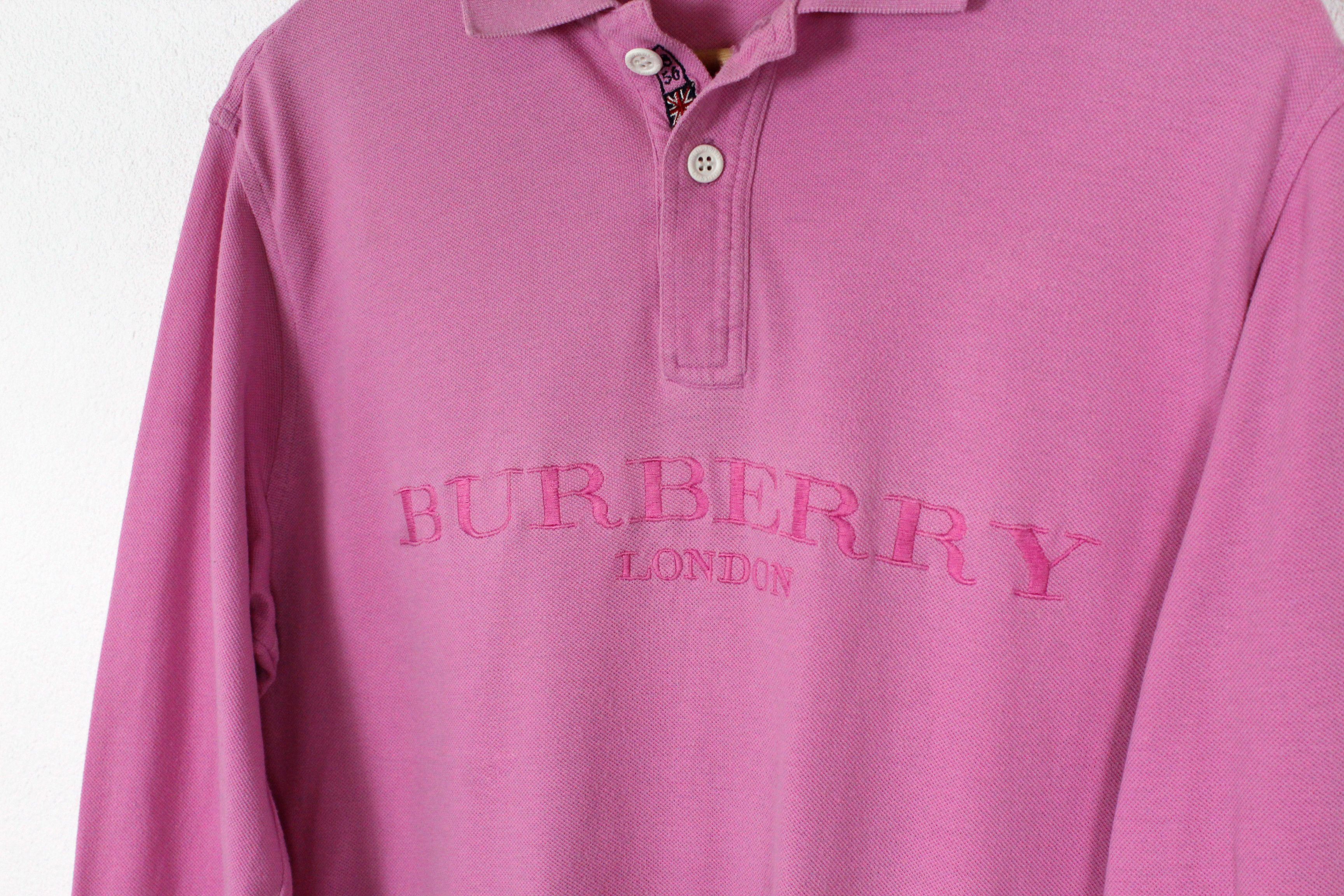 Burberry Vintage Burberry London Logo Pink Rugby Polo Shirt 90s Size US M / EU 48-50 / 2 - 3 Thumbnail