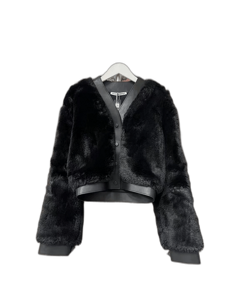 Alexander Wang Alexander Wang Black Short Fur Jacket Size US XS / EU 42 / 0 - 1 Thumbnail