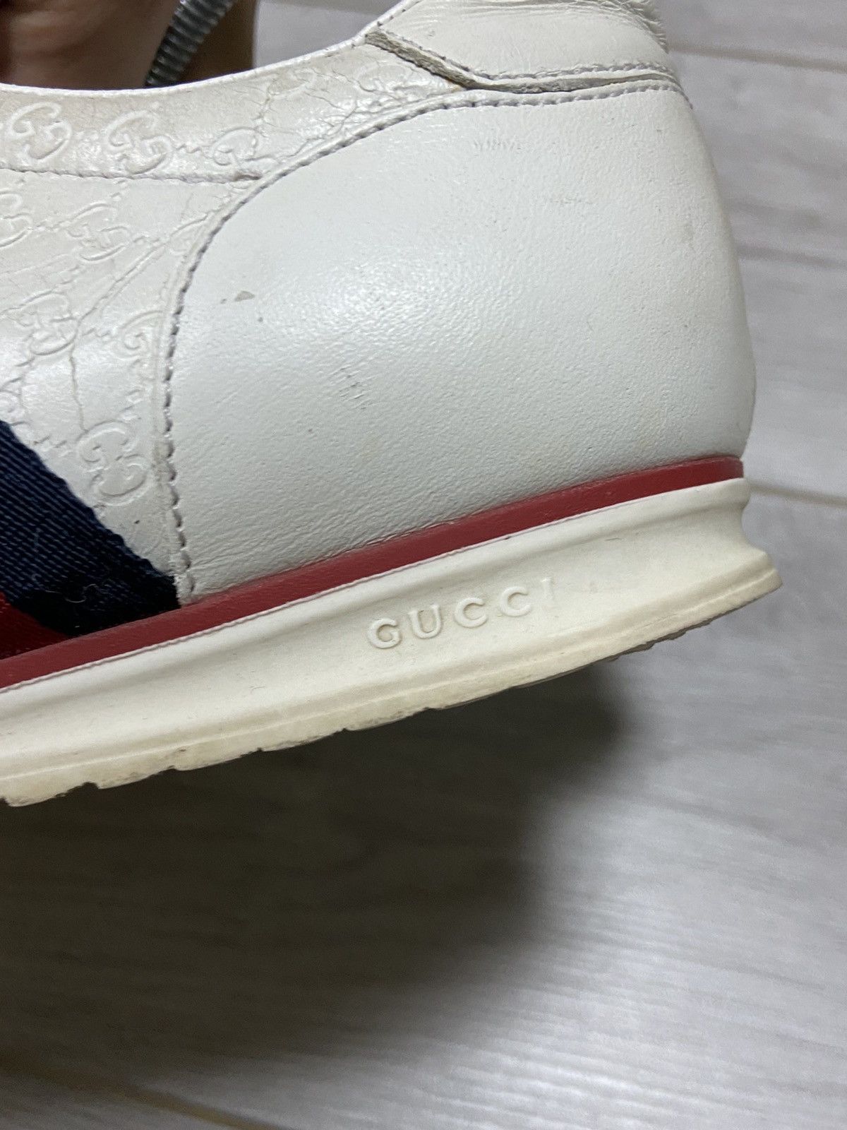 Gucci Gucci monogram GG leather sneakers ace green red Size US 8 / IT 38 - 10 Thumbnail