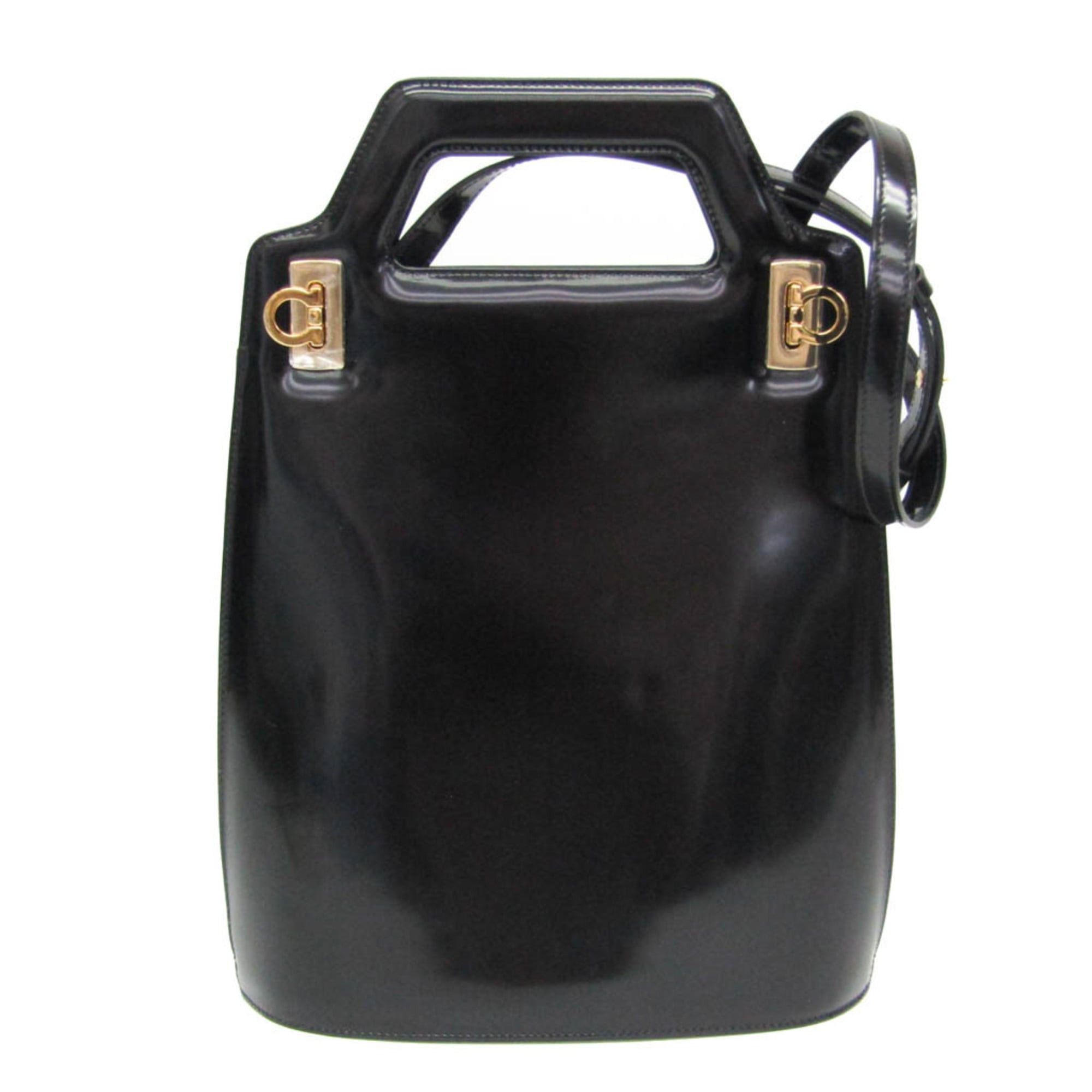 Salvatore Ferragamo Salvatore Ferragamo Gancini Wanda DH-21 3483 Women's Leather Handbag,Shoulder Bag Black Size ONE SIZE - 1 Thumbnail