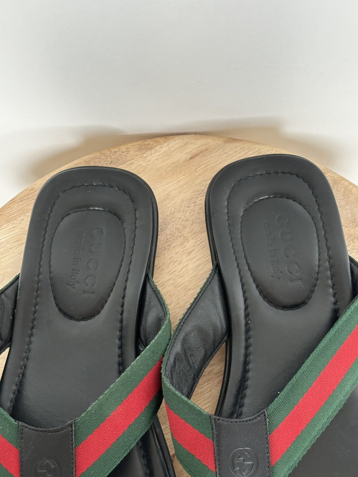 Gucci Gucci Black Leather Web Trimm Stripe Sandals interlocking Size US 10 / IT 40 - 9 Thumbnail