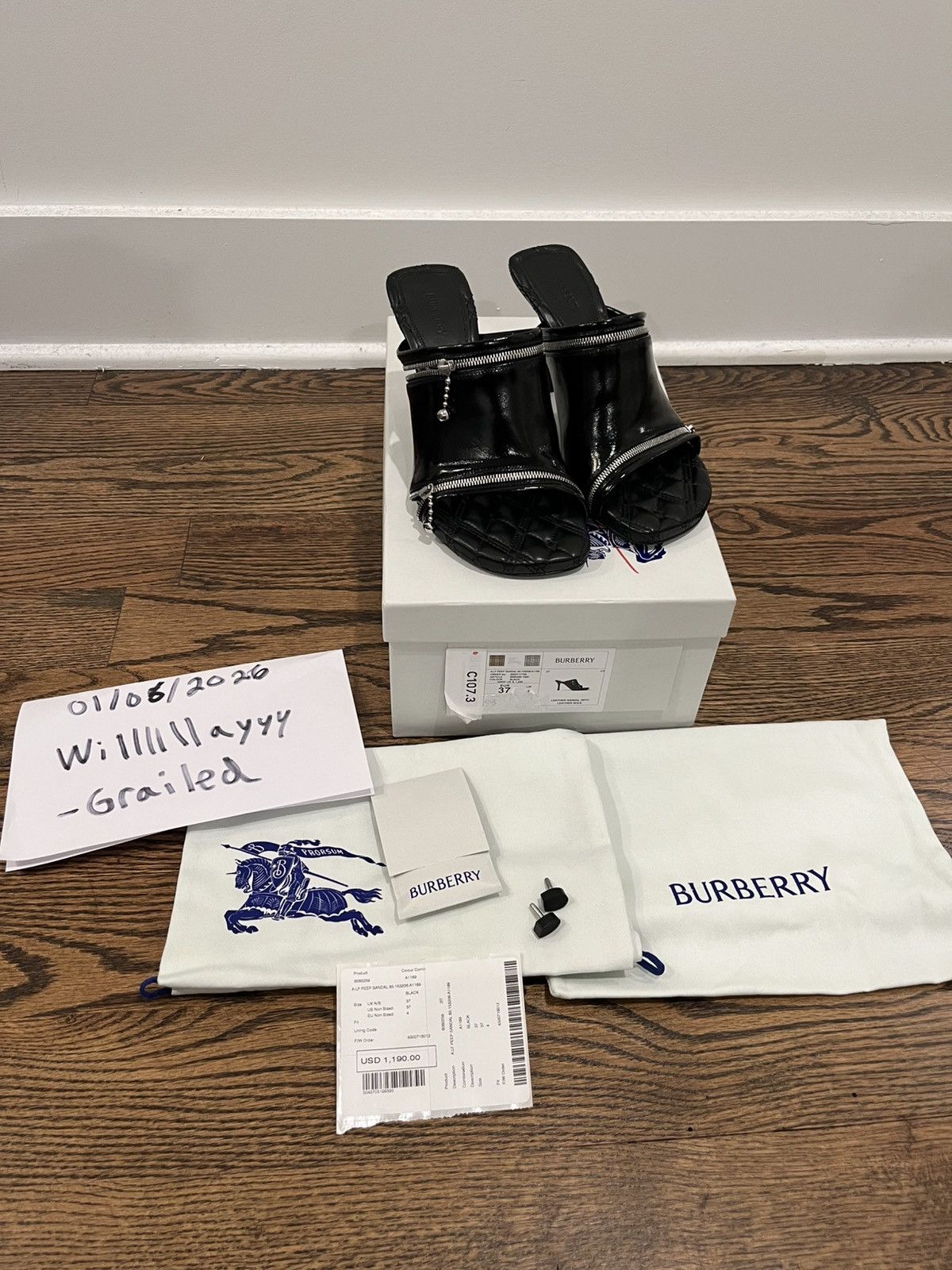 Burberry Burberry Leather Peep Sandals Size US 7 / IT 37 - 6 Thumbnail