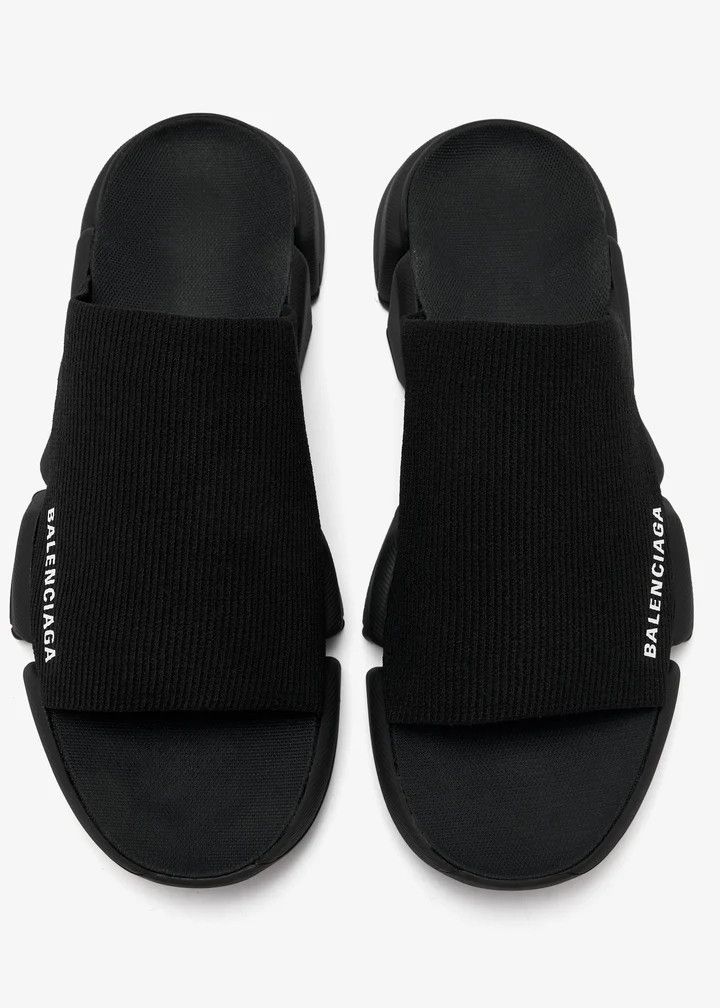 Balenciaga o1s1wg110126 Speed 2.0 Recycled Knit Slide Sandals in Black Size US 7 / IT 37 - 4 Thumbnail