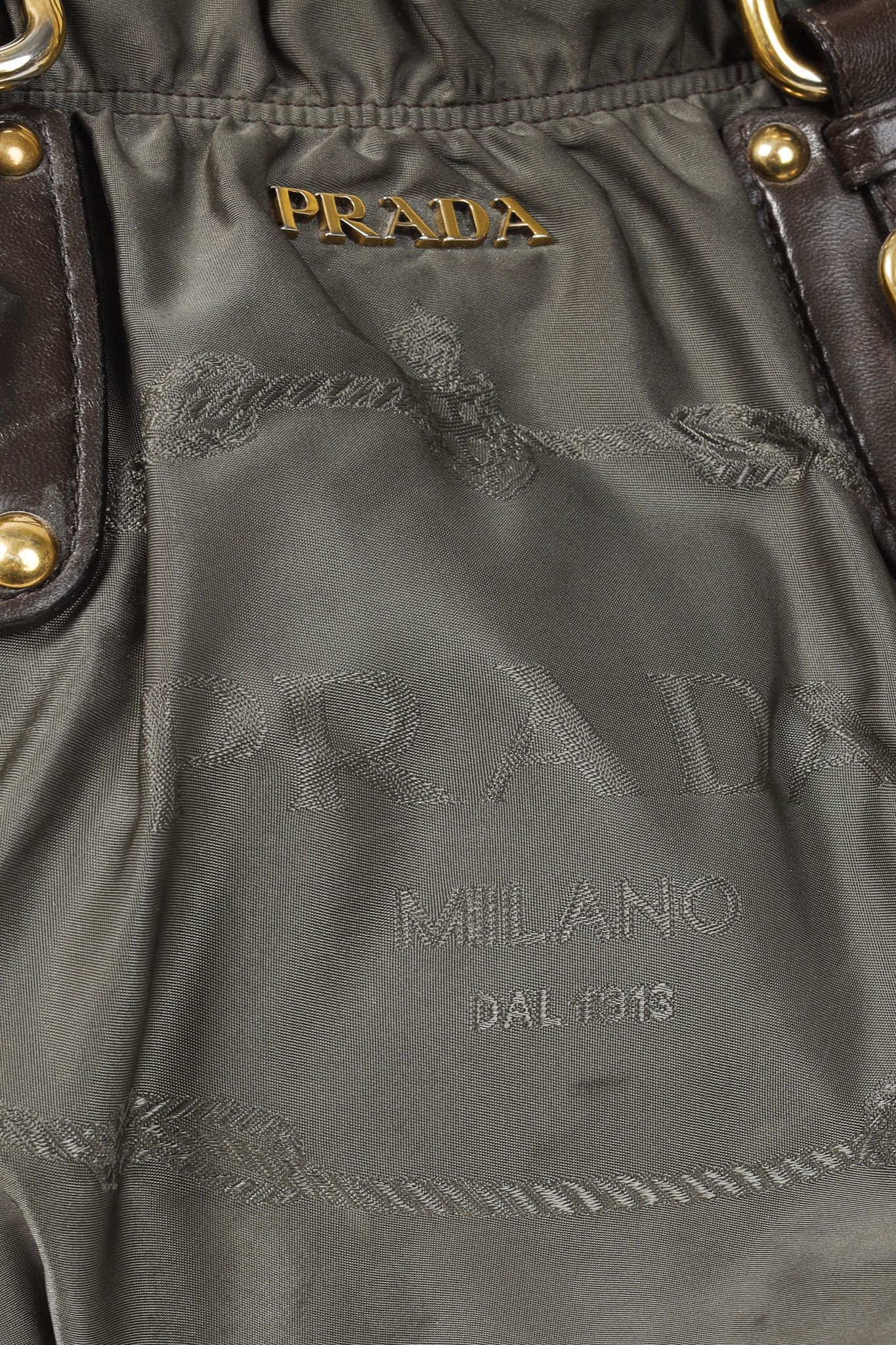 Prada Prada Green Tessuto Jacquard-Logo Leather-Trim 2-Way Bag Size ONE SIZE - 9 Thumbnail