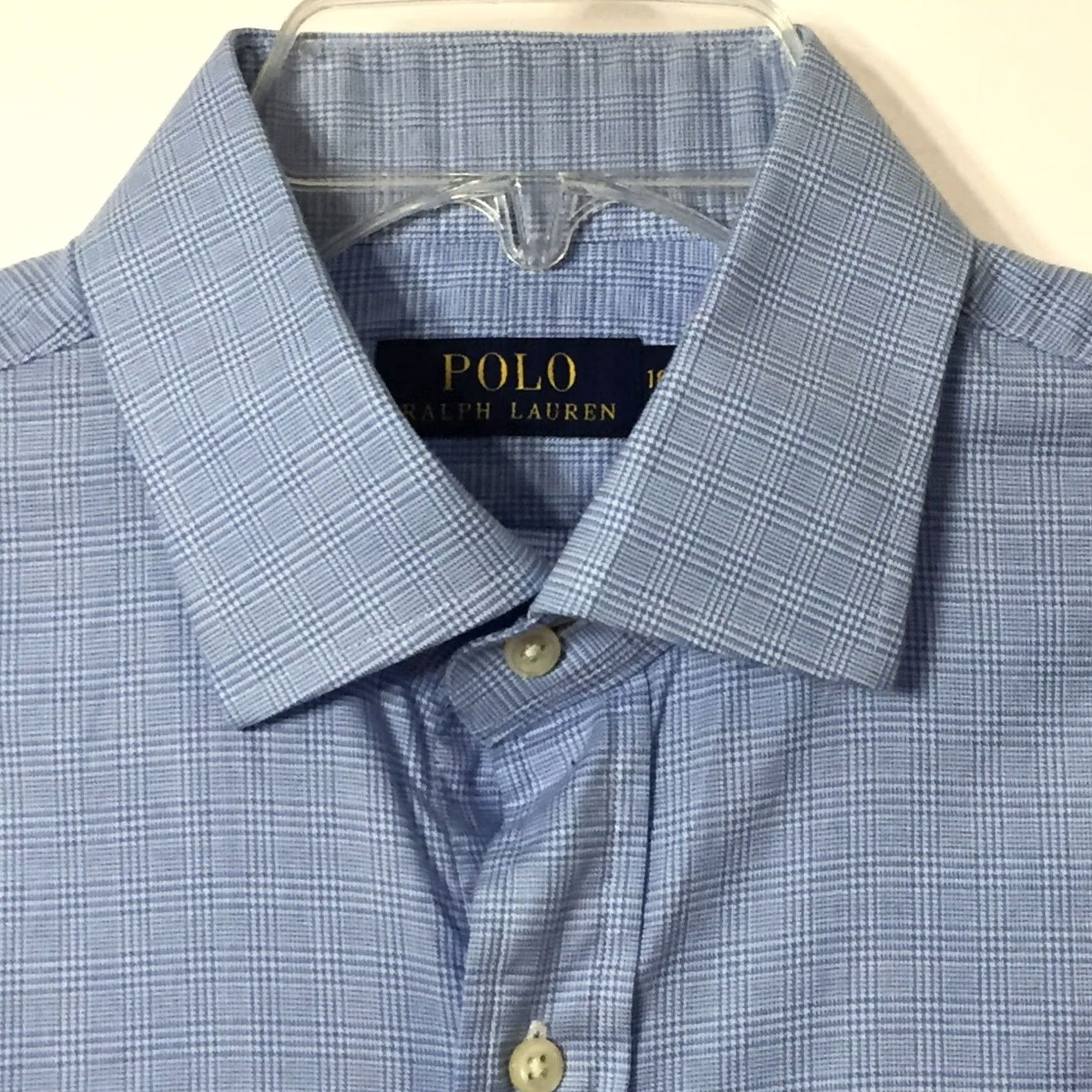 Polo Ralph Lauren Polo Ralph Lauren Shirt Mens 16.5 Blue Plaid Long Sleeve Button-Up Regular Size Shirt Mens Geared Button-Front Cotton Plaid 16.5 Blue Mens Size US XL / EU 56 / 4 - 2 Thumbnail