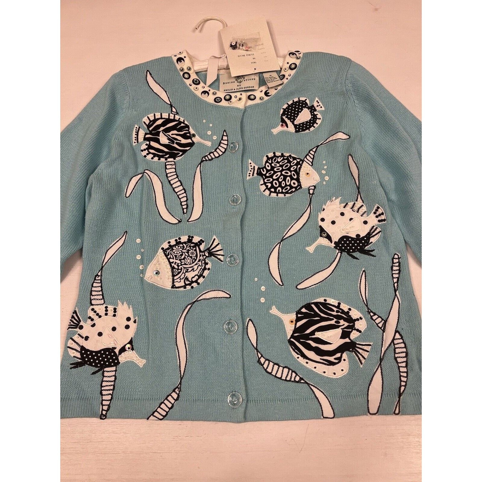 The Unbranded Brand New Design Options Philip & Jane Gordon Aqua Cardigan M NWT! Size M / US 6-8 / IT 42-44 - 2 Thumbnail